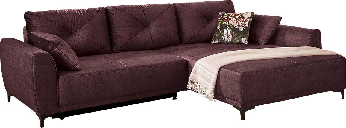 Ecksofa praktischer Stauraum/Bettkasten, | Aviano, Gruppe inkl. Jockenhöfer aubergine aubergine Bettfunktion, Wellenfederung