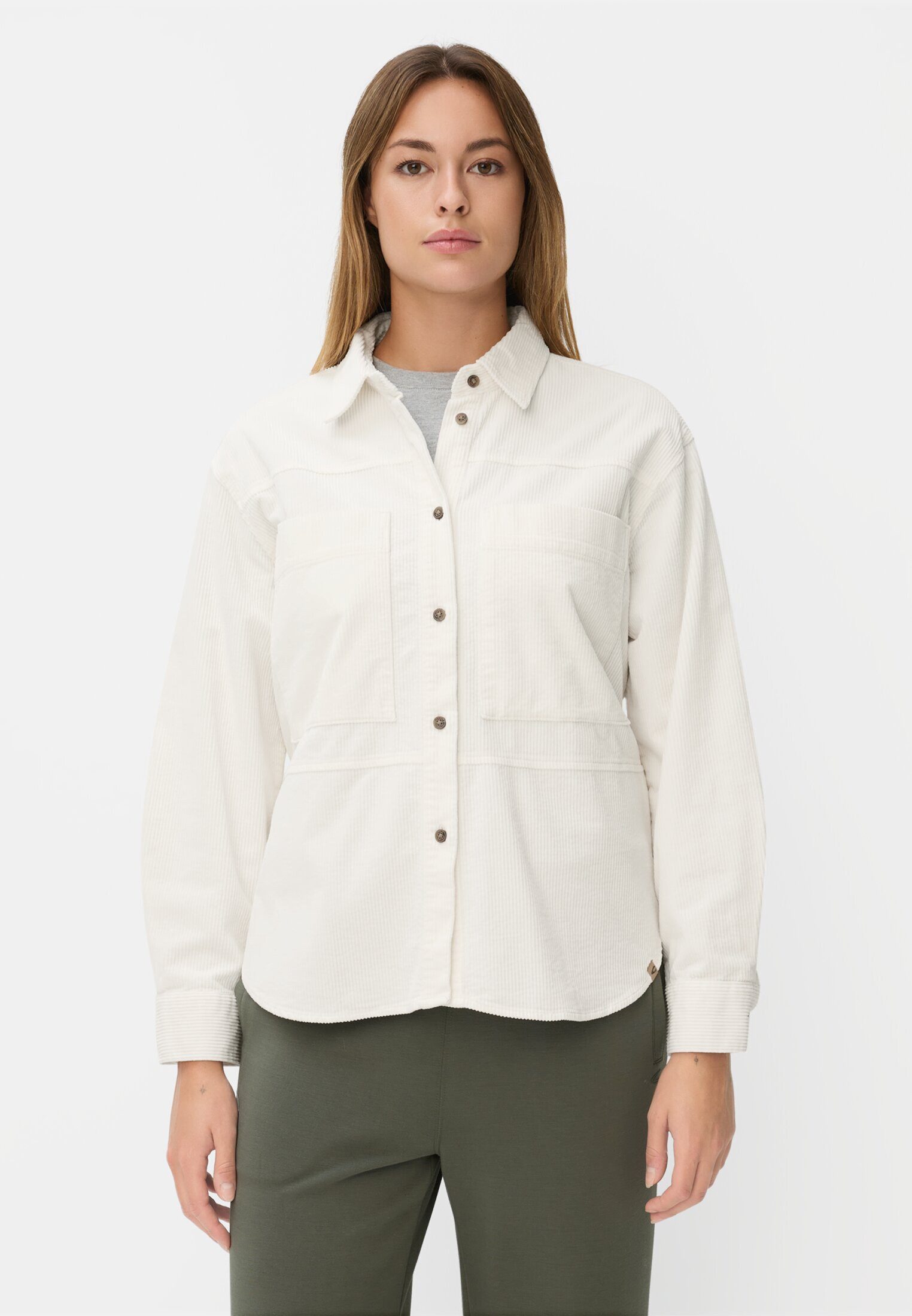 camel active Hemdjacke mit Hemdkragen Langarm Markenlogo