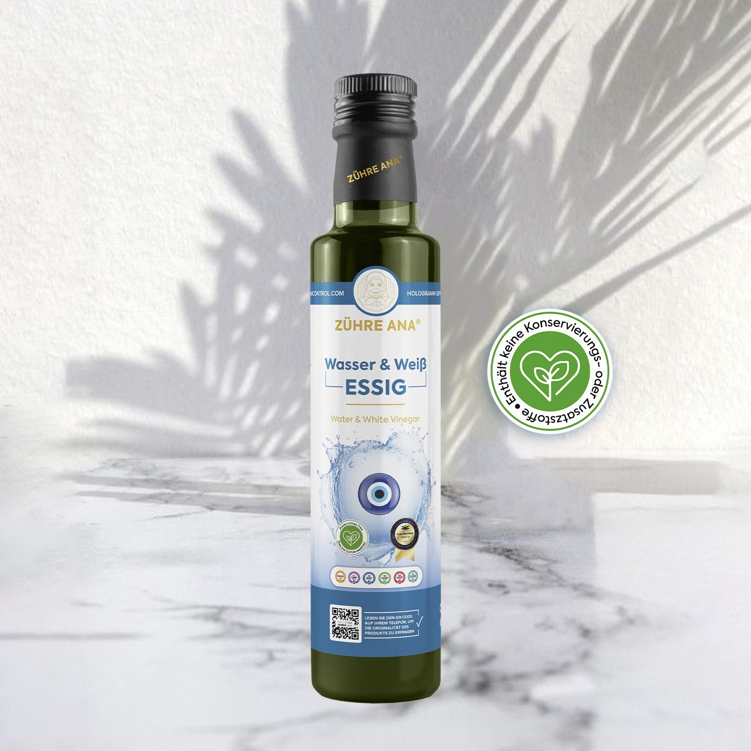 Zühre Ana® Wasser und weißer Essig - Wirksam gegen Kalk, Rost und Flecken. Essig, 500 ml, Geeignet für die Haut- und Haarpflege.