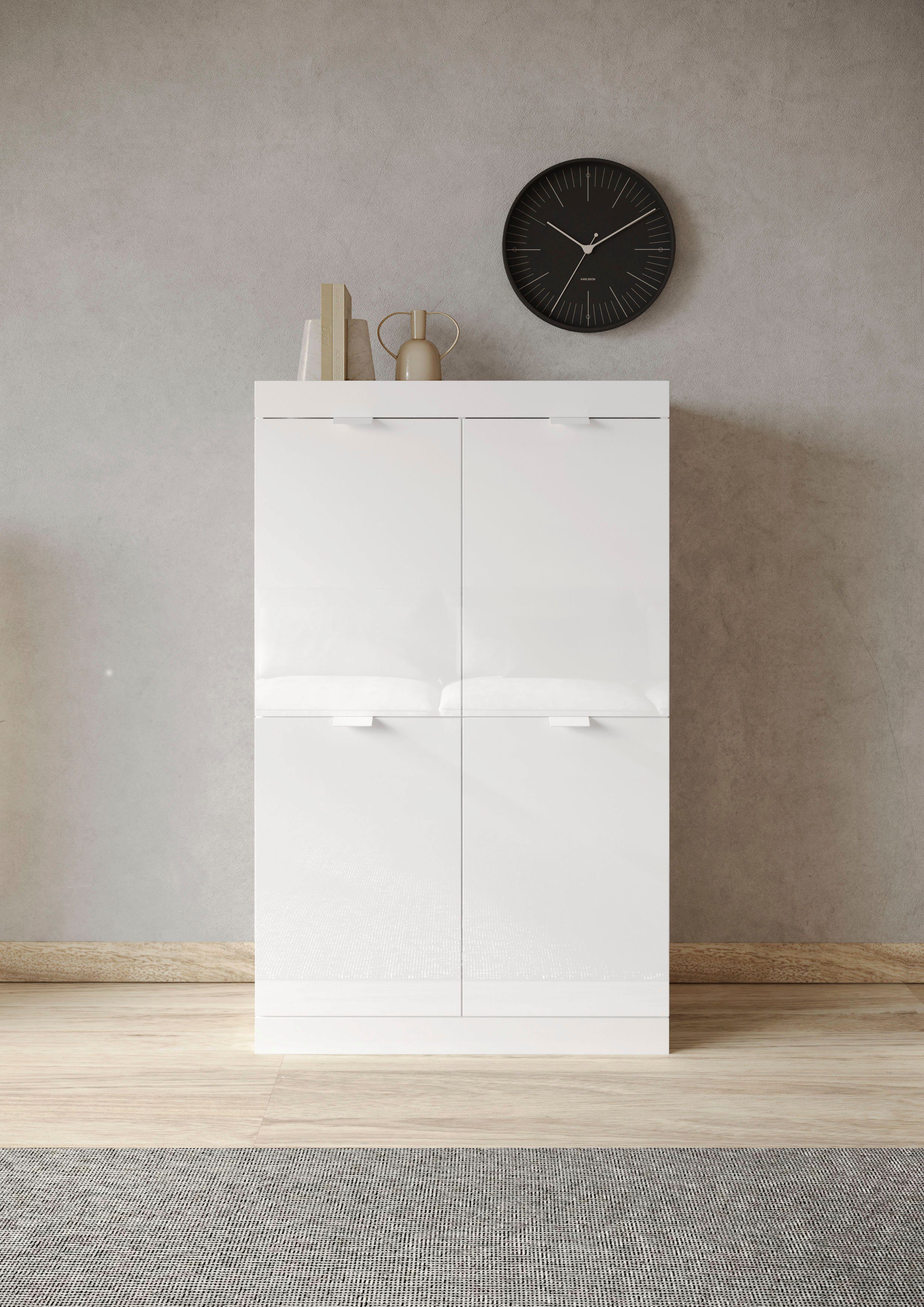 LC Highboard weiß cm, Hochglanz Lack Slim, 91 Breite