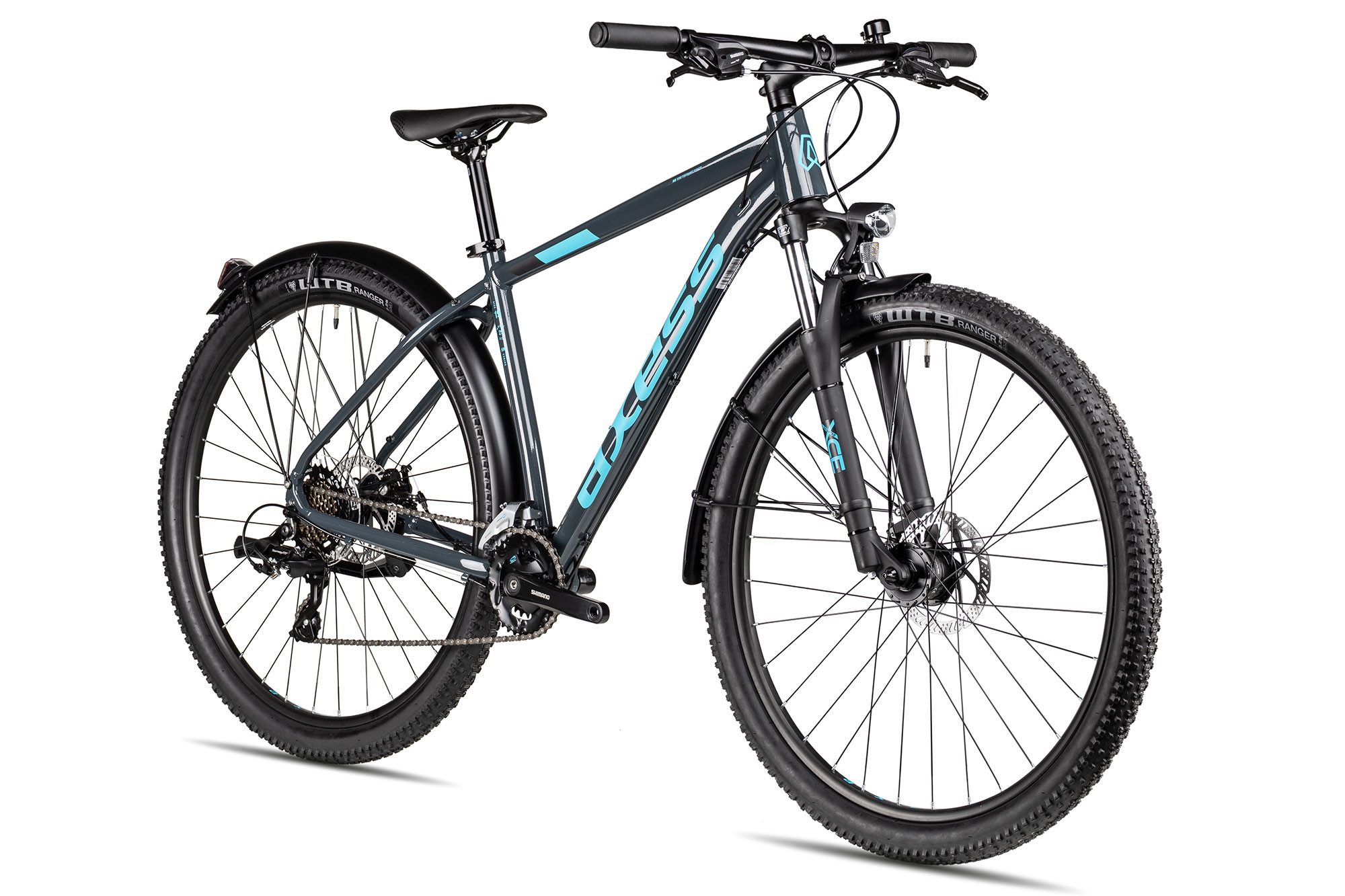 Axess Mountainbike SANDEE ATB, 16 Gang Shimano RD-TX800-7 Schaltwerk, Kettenschaltung, mechanische Scheibenbremse schwarz/grau