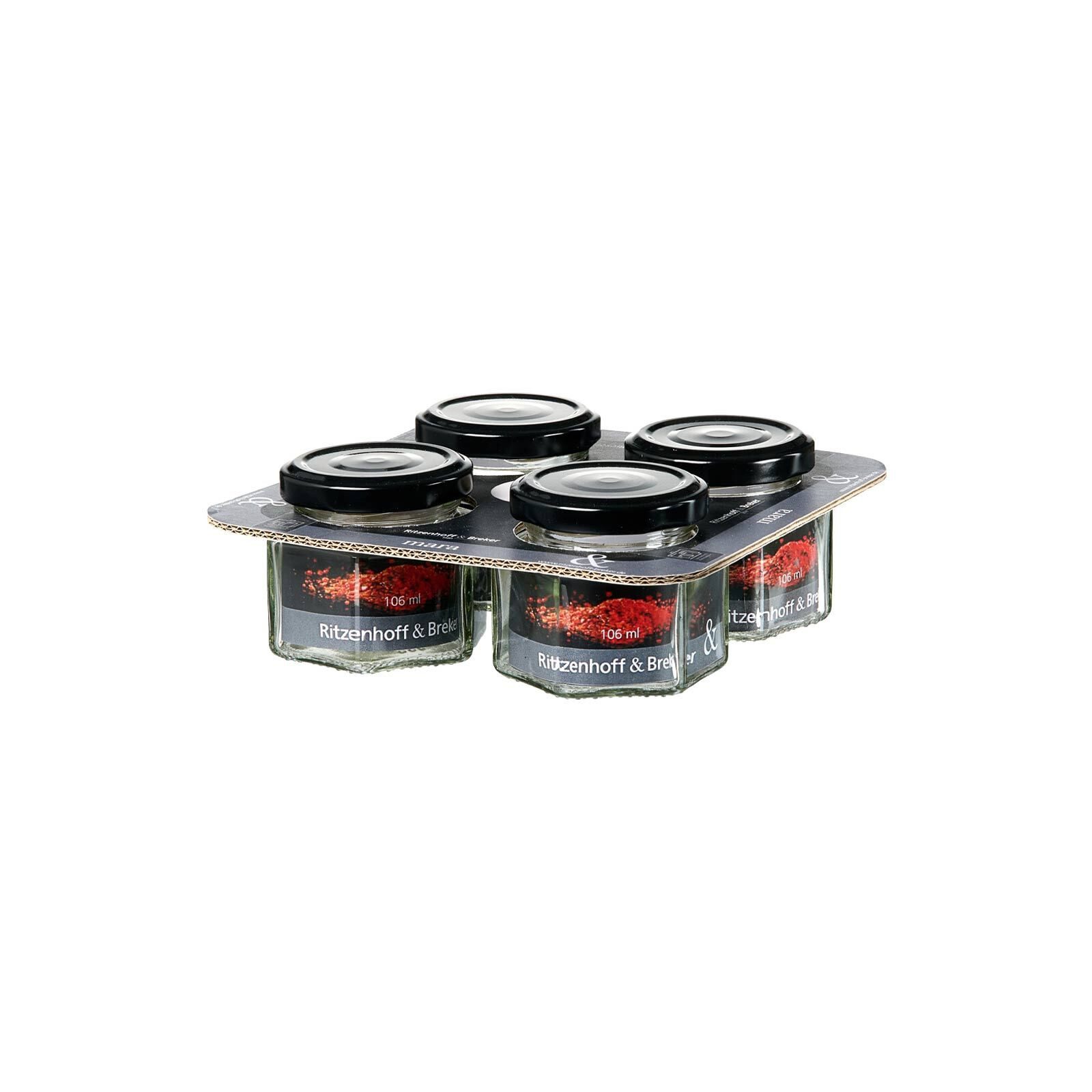Ritzenhoff & Breker Vorratsglas Mara Vorratsgläser-Set 106 ml 4-tlg., Glas, (4-tlg)