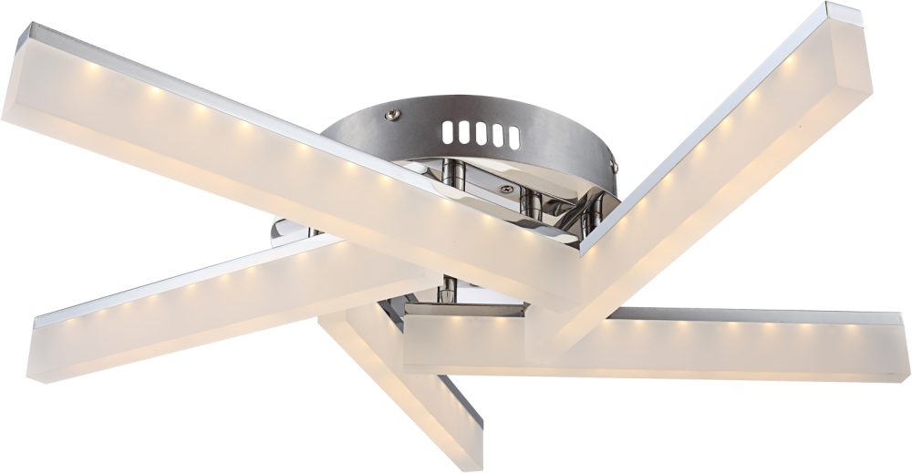 etc-shop LED Deckenleuchte, LED-Leuchtmittel fest verbaut, Warmweiß, LED Deckenleuchte Deckenlampe Stab-Design 5-flammig Chrom 62
