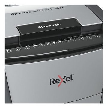 REXEL Aktenvernichter Optimum AutoFeed+ 300X, Partikelschnitt 4x25 mm, Einzelblatt-Einzug / Autofeed, 60 Liter