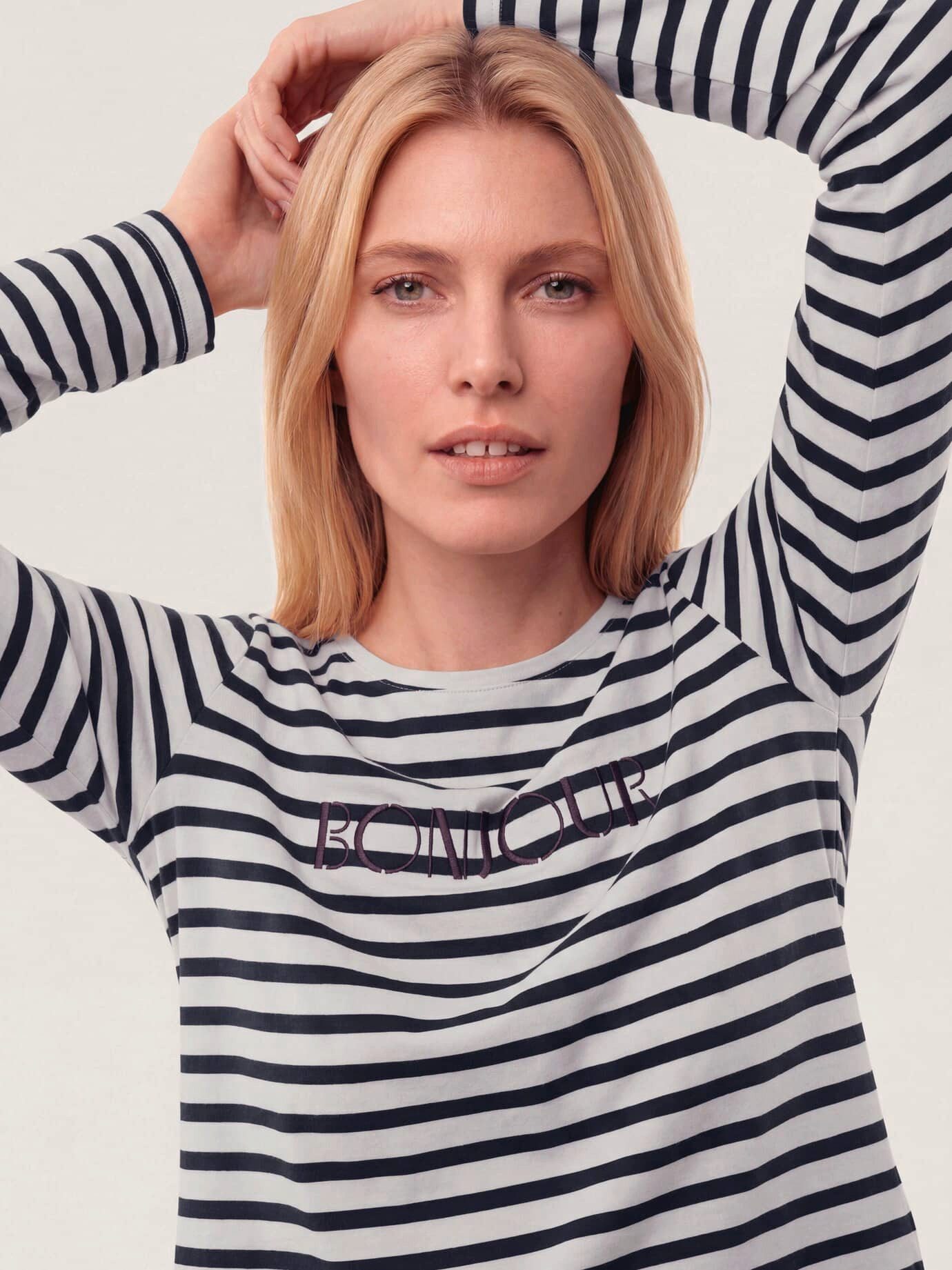Walbusch T-Shirt Damen Ringelshirt Bonjour Rundhals Langarm, Rundhals