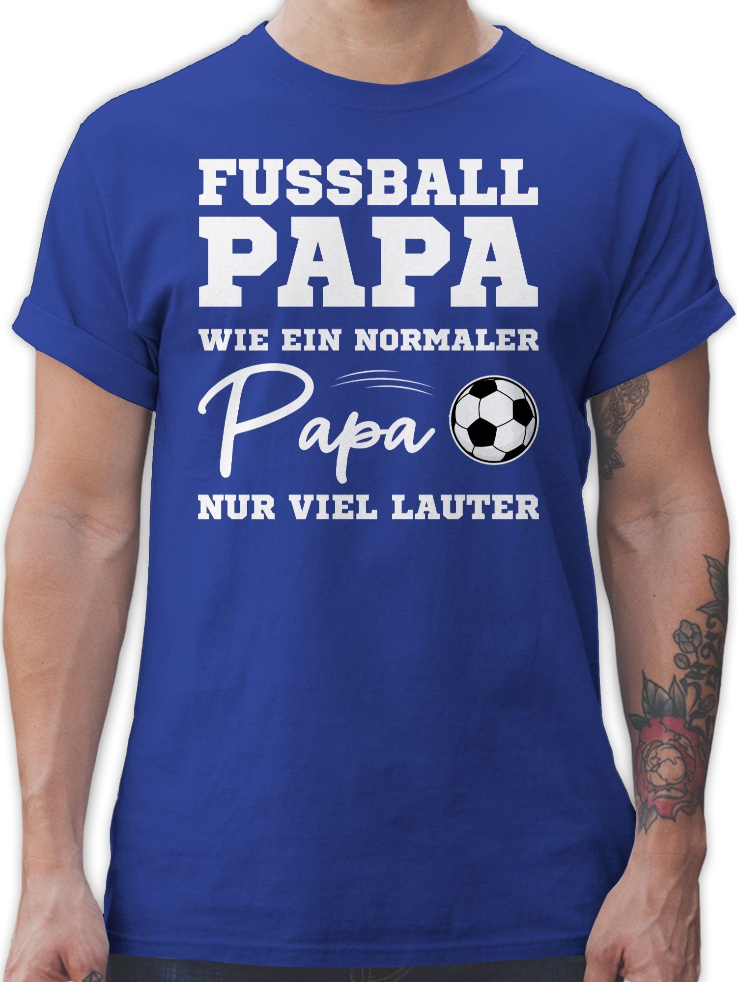 Papa weiß Royalblau ein EM nur 2024 03 lauter Shirtracer viel T-Shirt Papa wie Fussball normaler Fußball