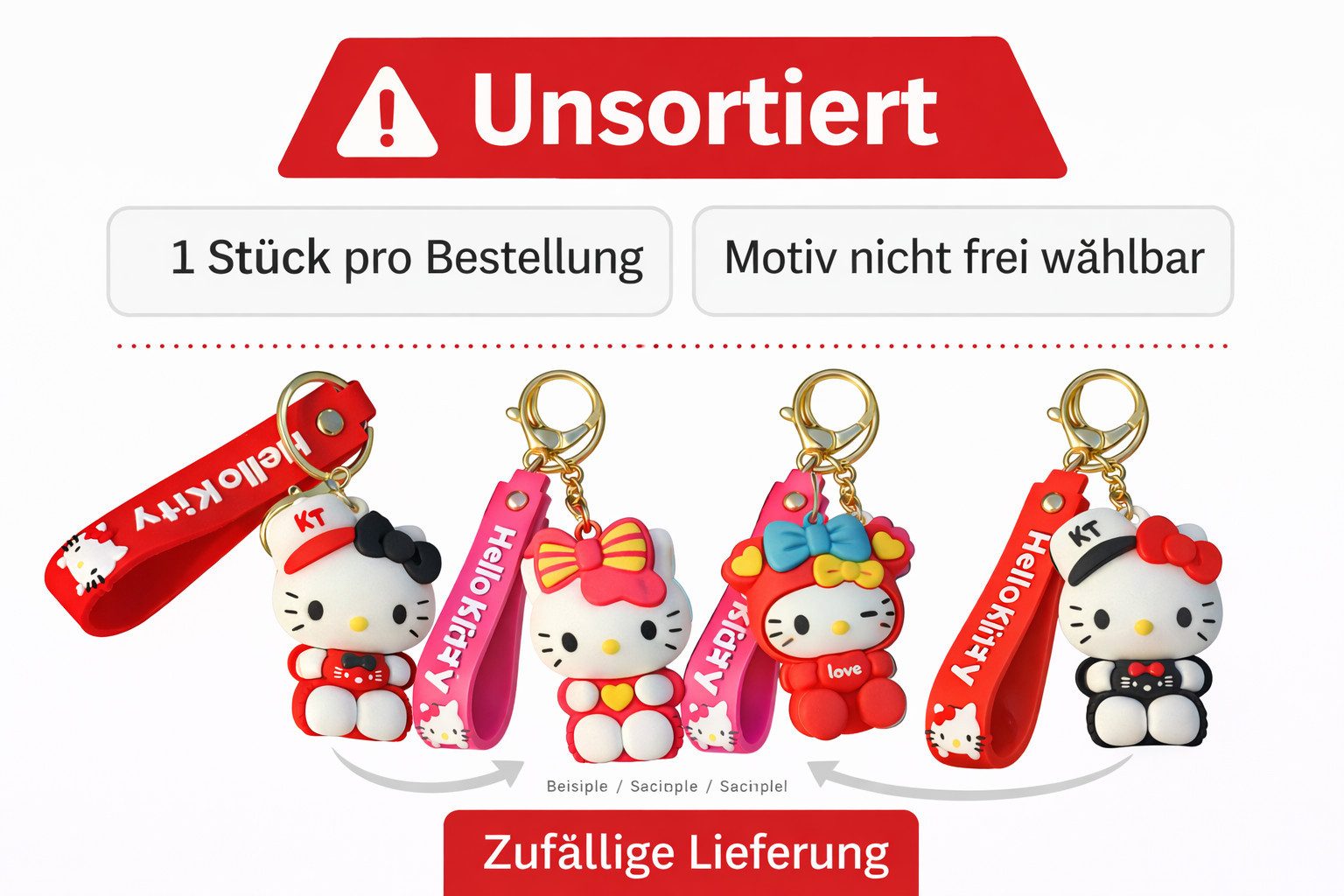 soma Schlüsselanhänger Hello Kitty 3D Schlüsselanhänger ca.5–7cm Sammelfigur,1 Stück zufällig (Set, 1-tlg., Geschenk-Set), Sammelfigur als 3D Anhänger, zufällige Variante, 4 Motive