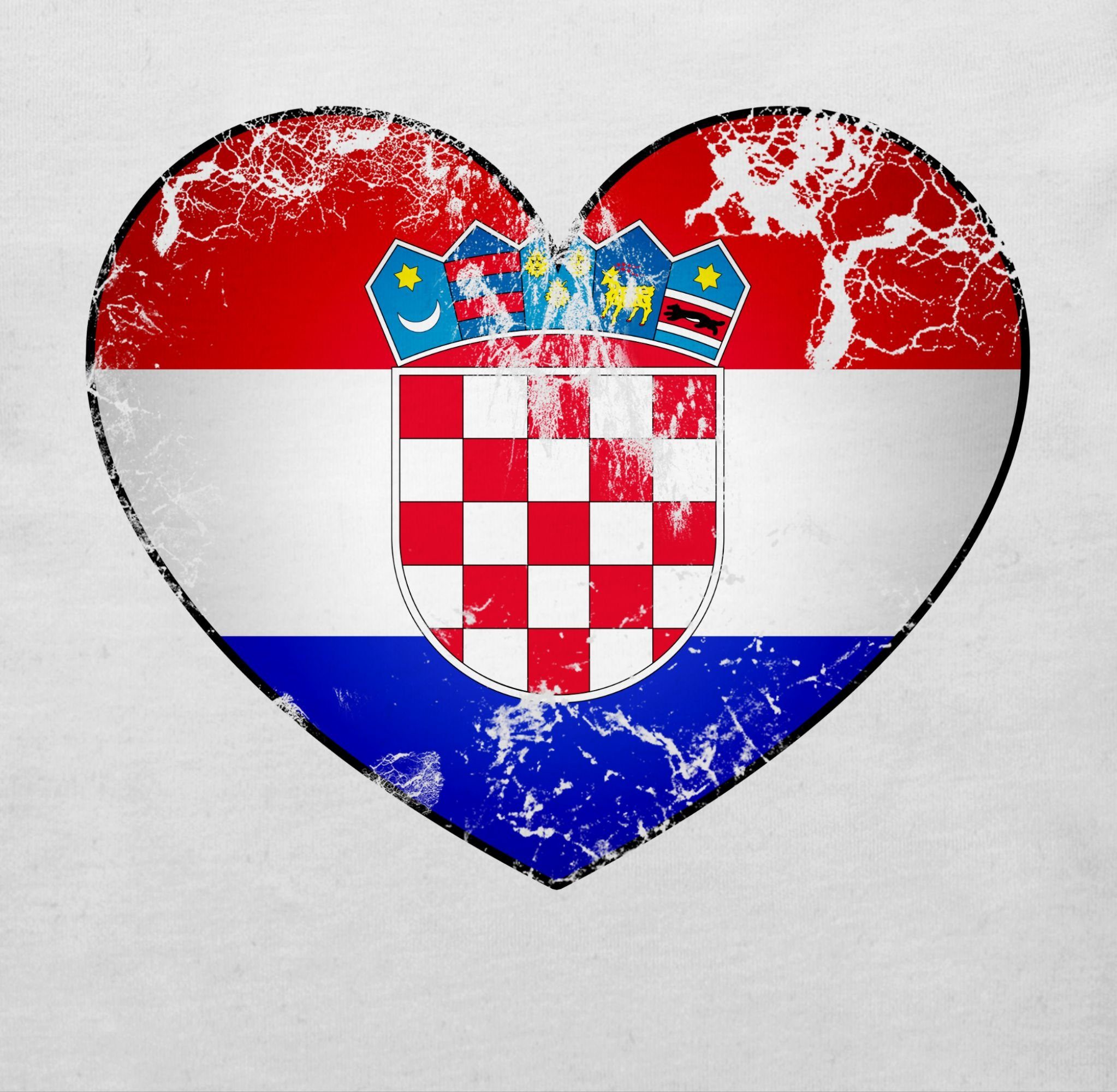 2024 Shirtracer Herz Baby Fussball 1 Kroatien T-Shirt Vintage Weiß EM