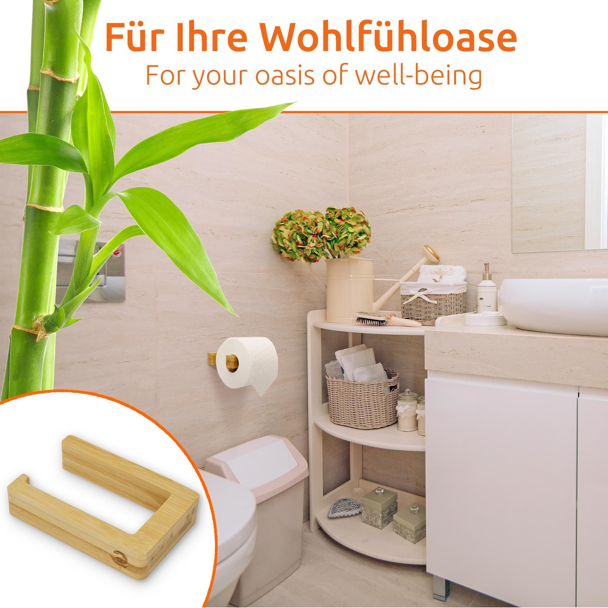 ECENCE Toilettenpapierhalter 1x Toilettenpapierhalter Holz, selbstklebend günstig online kaufen