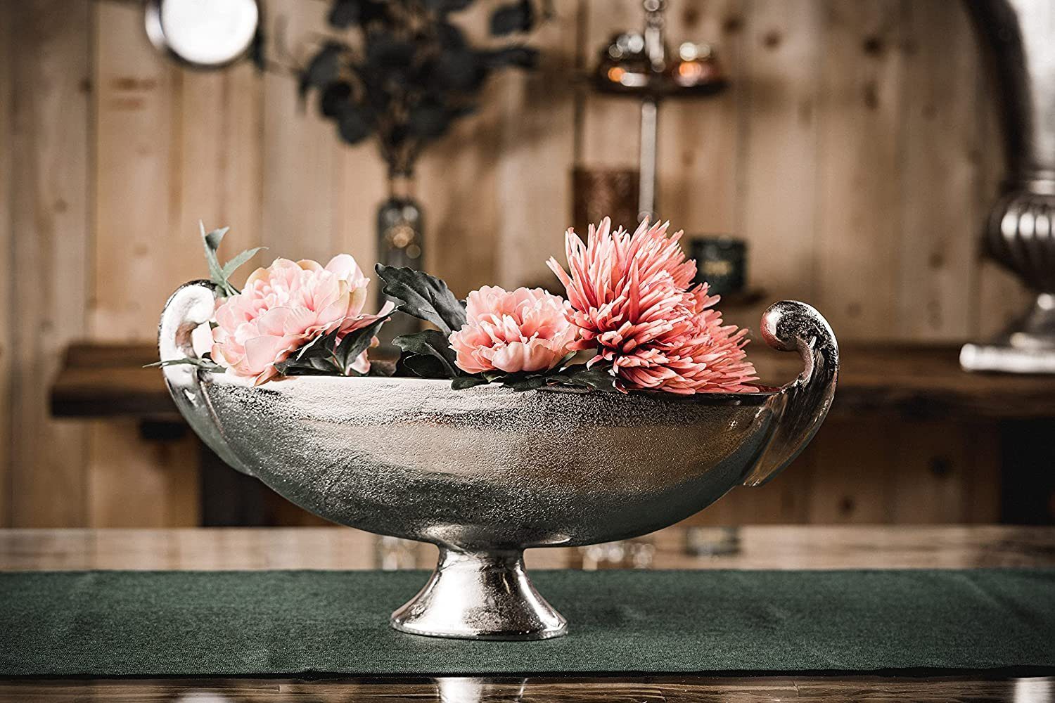 MichaelNoll Dekoschale Schale Aluminium Silber Deko - Moderne Dekoschale aus Metall - 51 cm