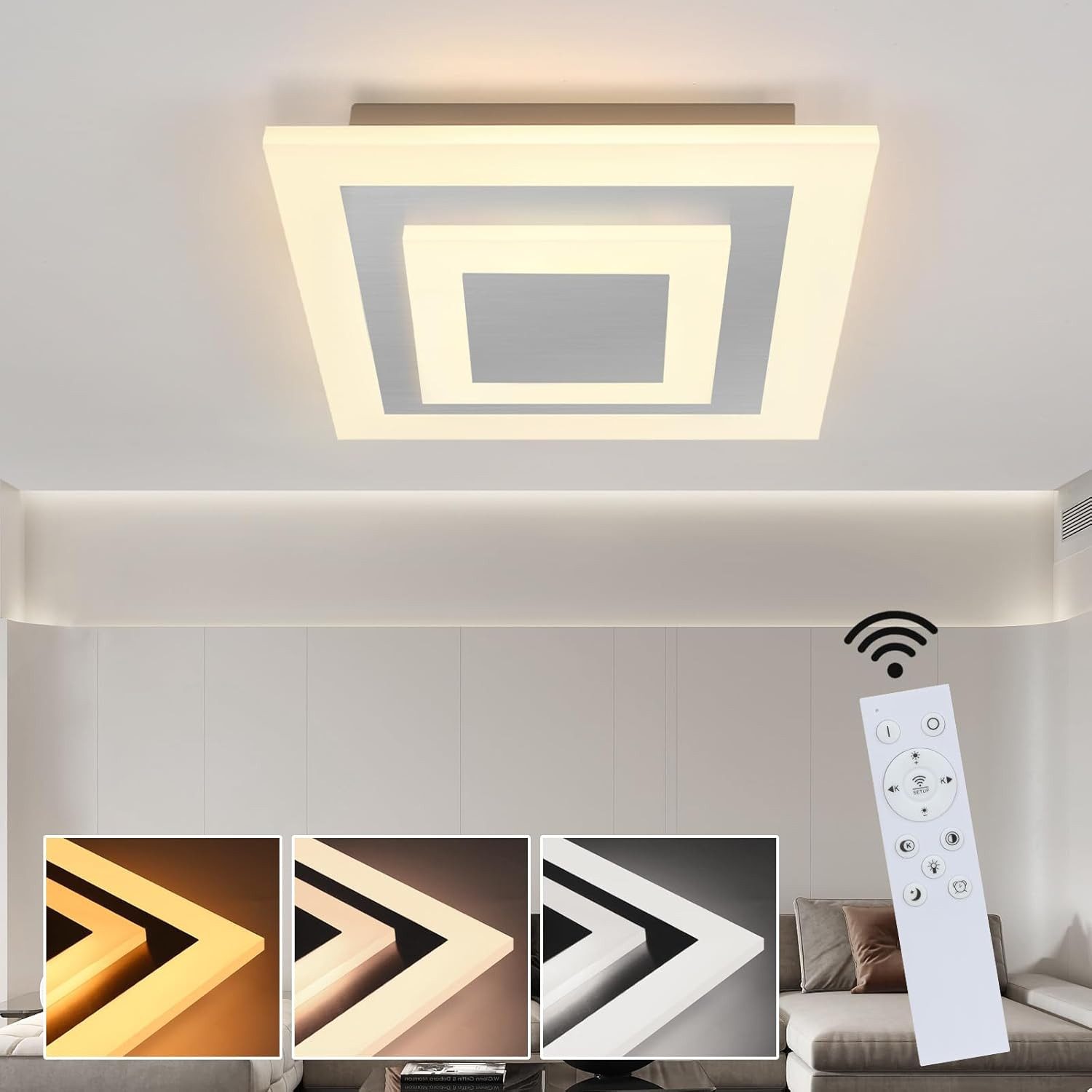 ZMH LED Deckenleuchte Quadratisch Dimmbar stufenlos günstig online kaufen