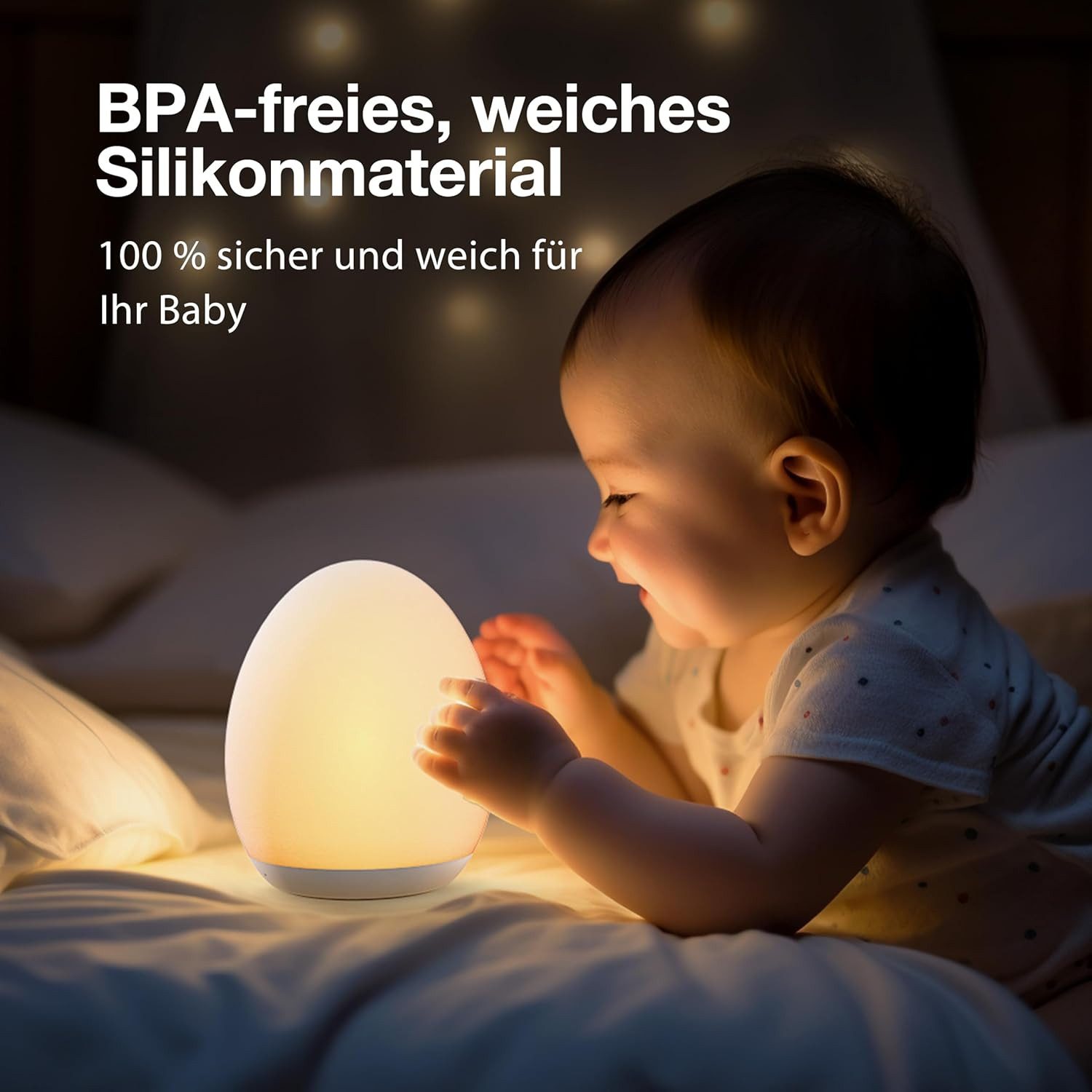 Jolywell Nachtlicht JW-CL002, LED fest integriert, Warmweiß, RGB, Dimmbar, 8 Farben (RGB+Warmweiß), Touch, Akku bis 100h, kabellos