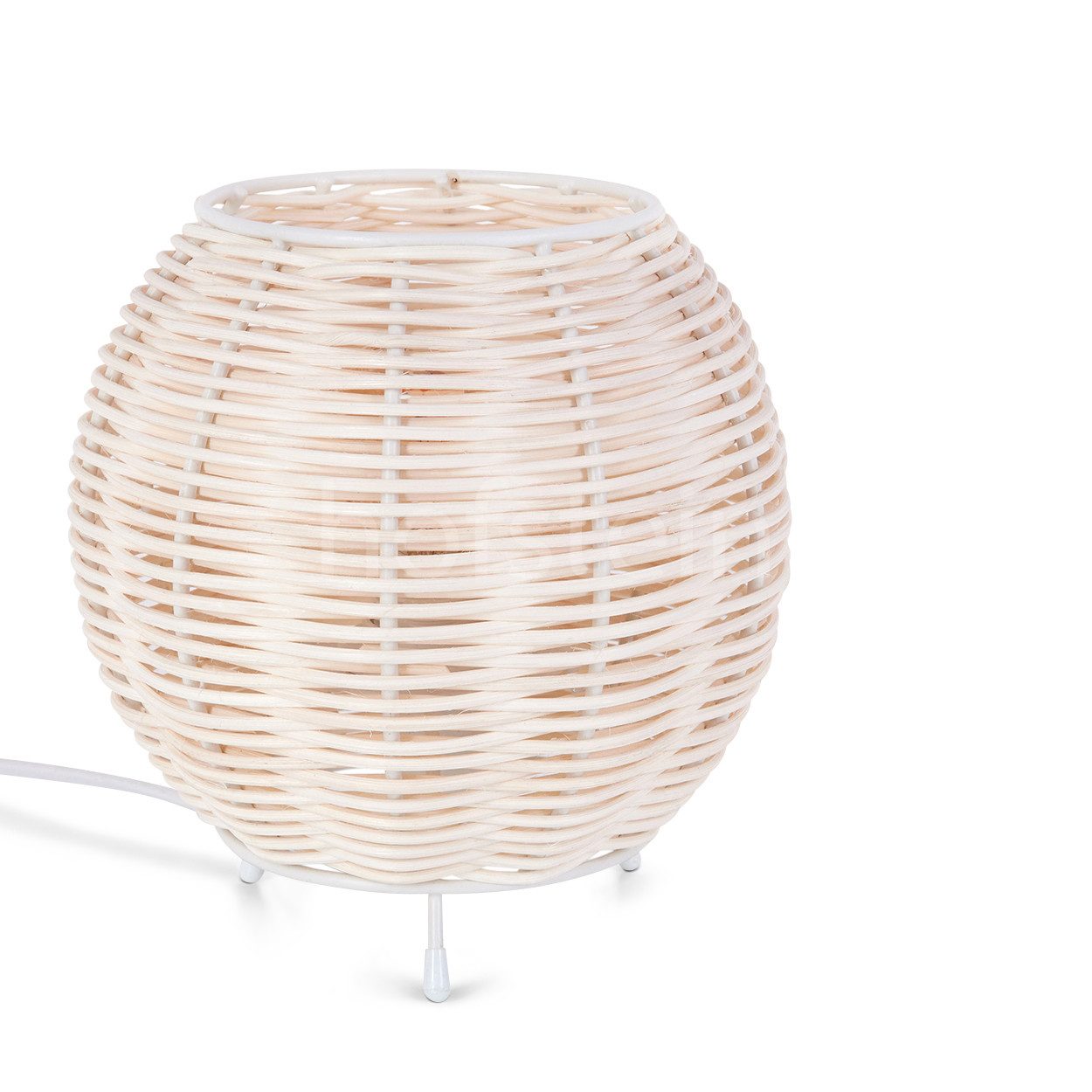 hofstein Tischleuchte Tischlampe aus Metall/Rattan in Beige/Weiß, ohne Leuc günstig online kaufen