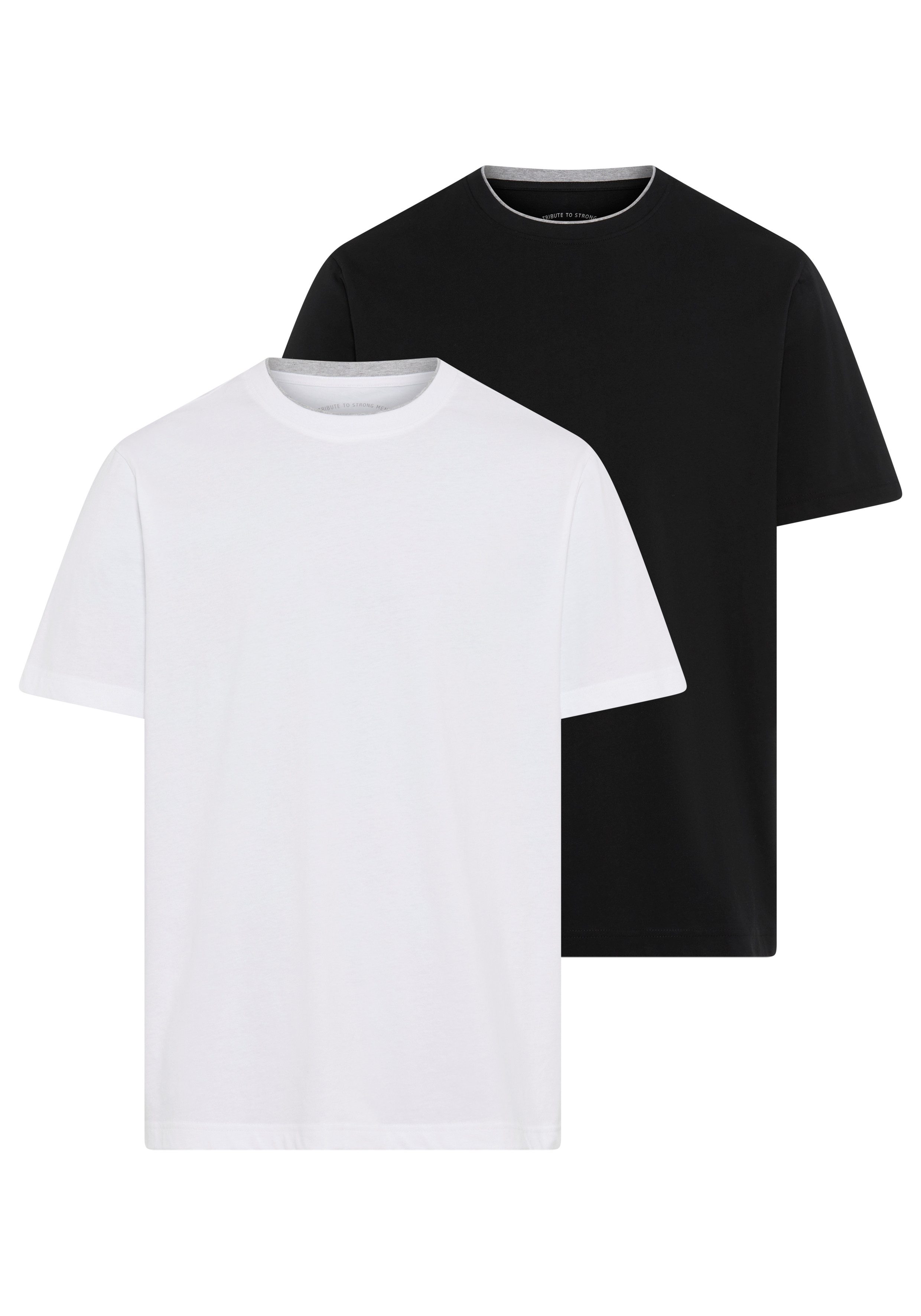 Man's World Rundhalsshirt Neue Kollektion! (2-er Pack) mit kontrastfarbigen günstig online kaufen