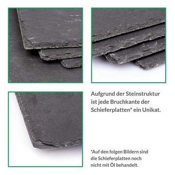 Lumaland Servierplatte Schieferplatten mit 4 Füßen aus Moosgummi, Schiefer, (Set, 6-tlg), 30x20 cm