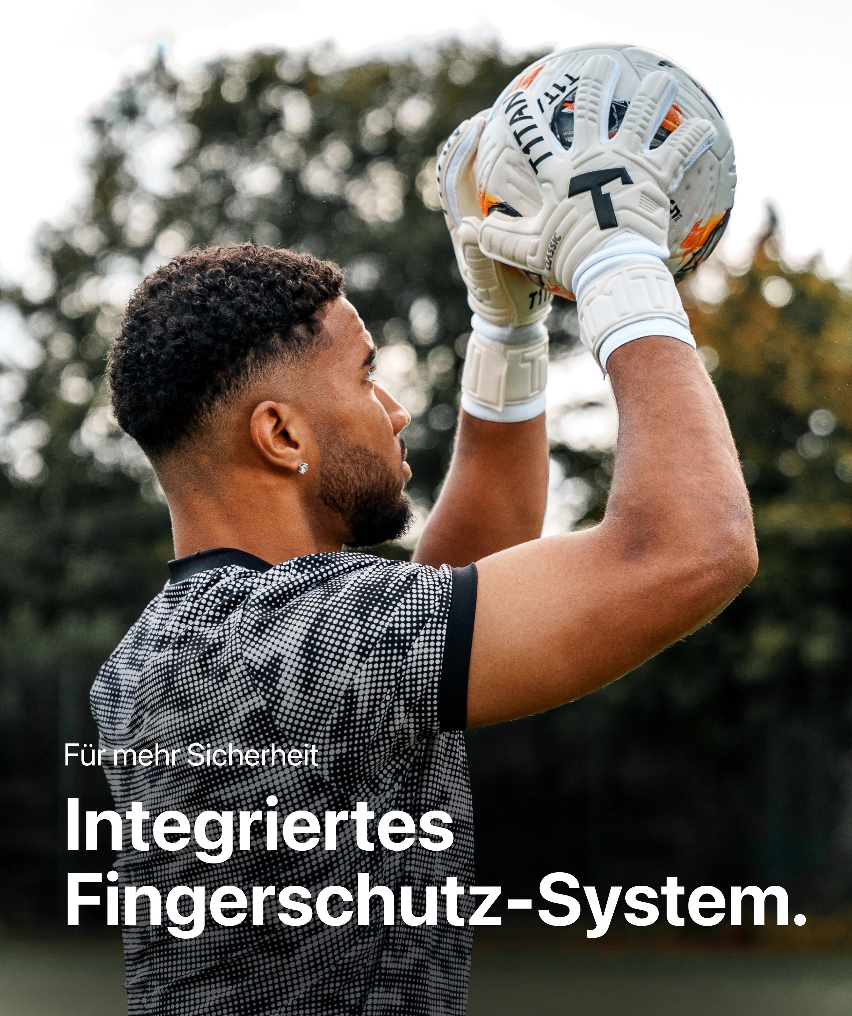 T1TAN Torwarthandschuhe Torwarthandschuhe Erwachsene Classic White-Out mit Fingerschutz