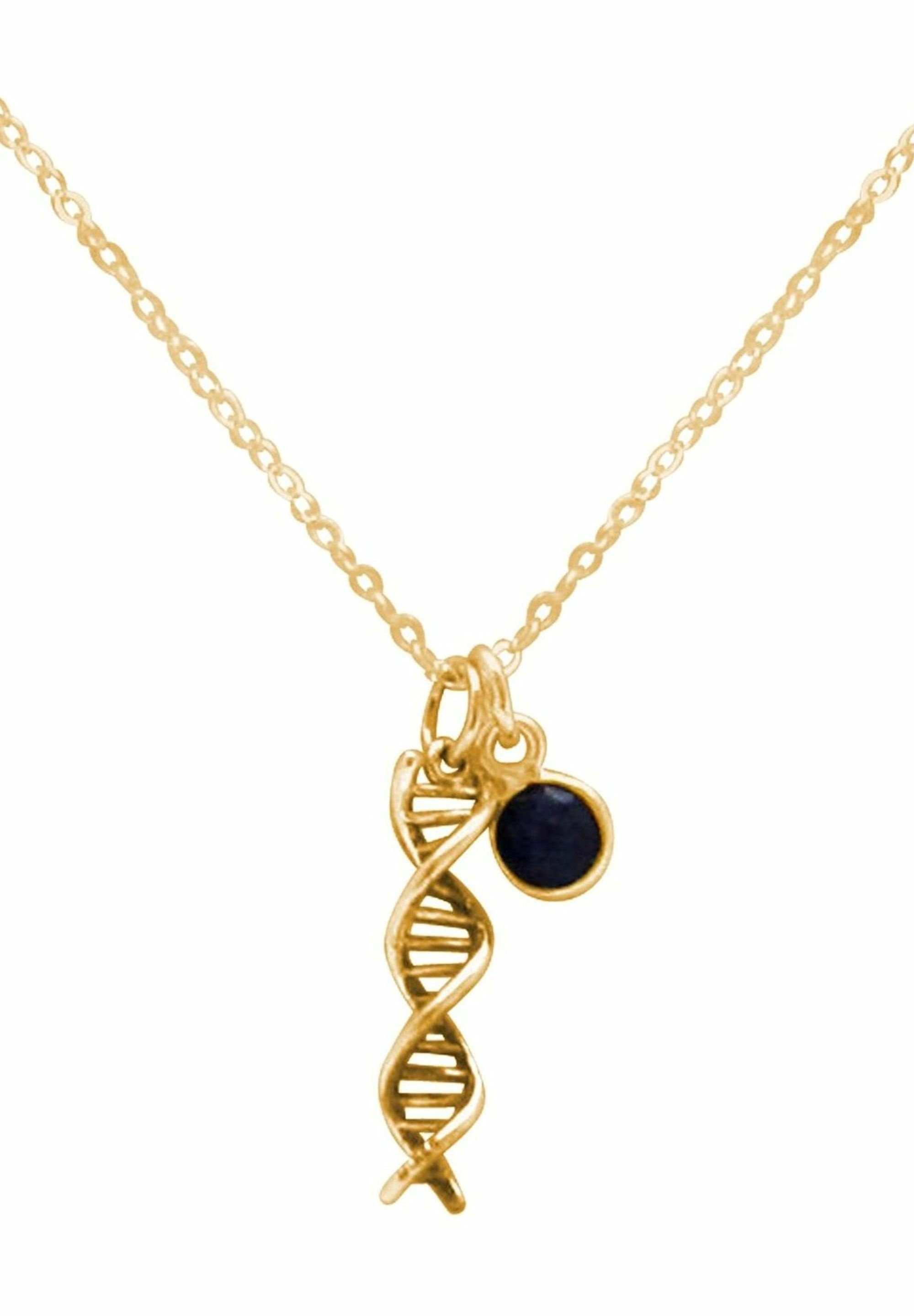 Molekül Kette - mit Saphir Helix Doppelt Spiral Gemshine Anhänger coloured DNA gold