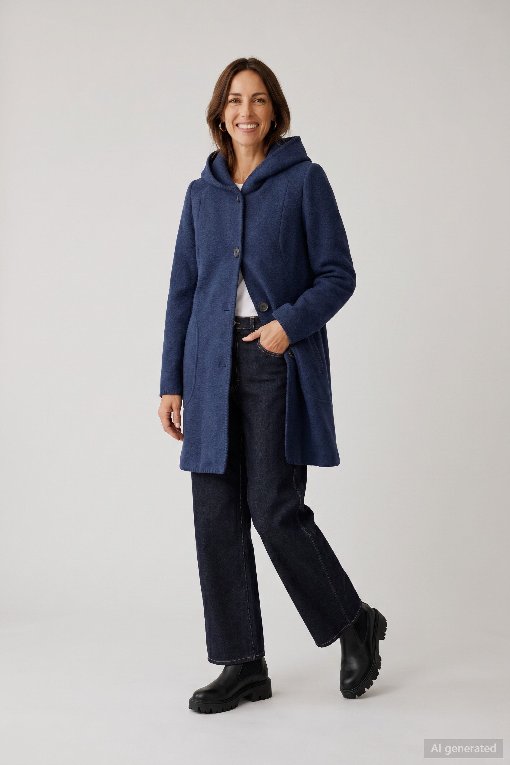 Barbara Lebek Wolljacke Wintermantel oder Damenmantel mit Innentasche