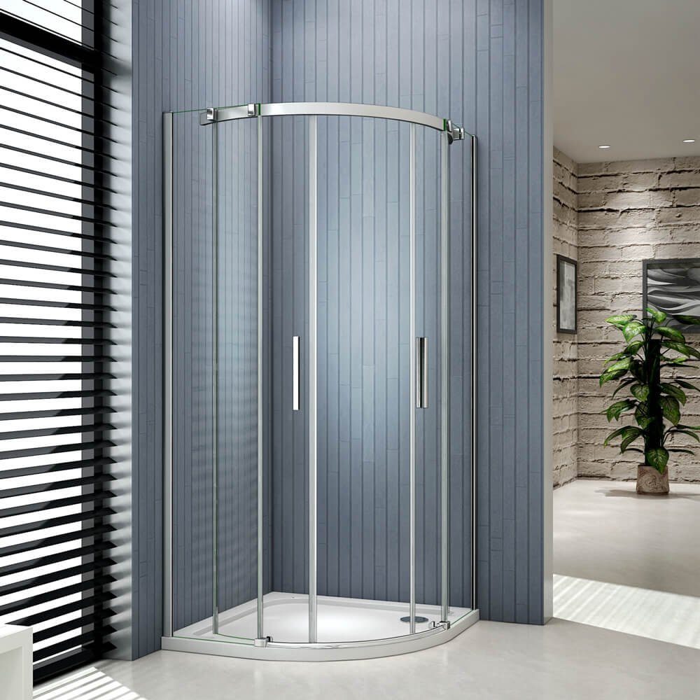 duschspa Runddusche Glastür Duschtür Viertelkreis Schiebetür Runddusche Duschkabine Glas, BxT: 90x90 cm, Sicherheitsglas, Set, ebenerdiger Einbau möglich