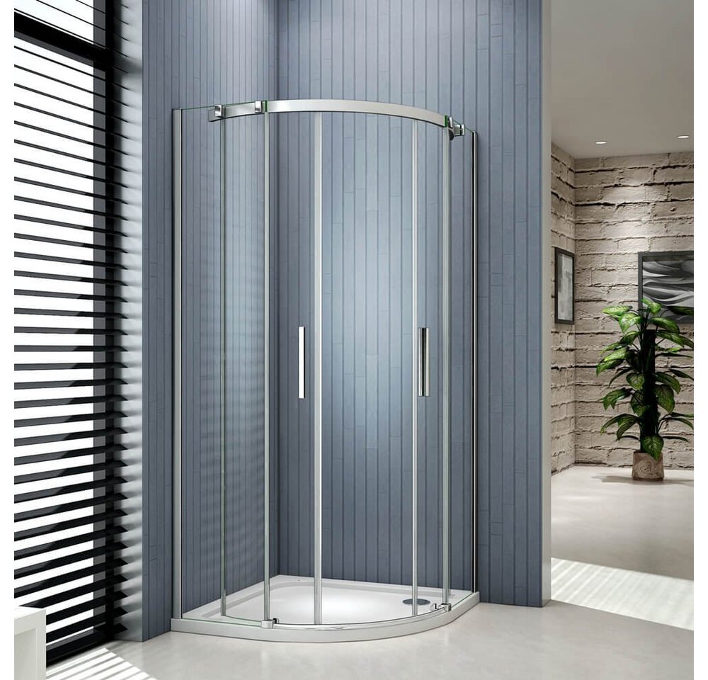 Thumbnail - duschspa Runddusche Glastür Duschtür Viertelkreis Schiebetür Runddusche Duschkabine Glas, BxT: 90x90 cm, Sicherheitsglas...