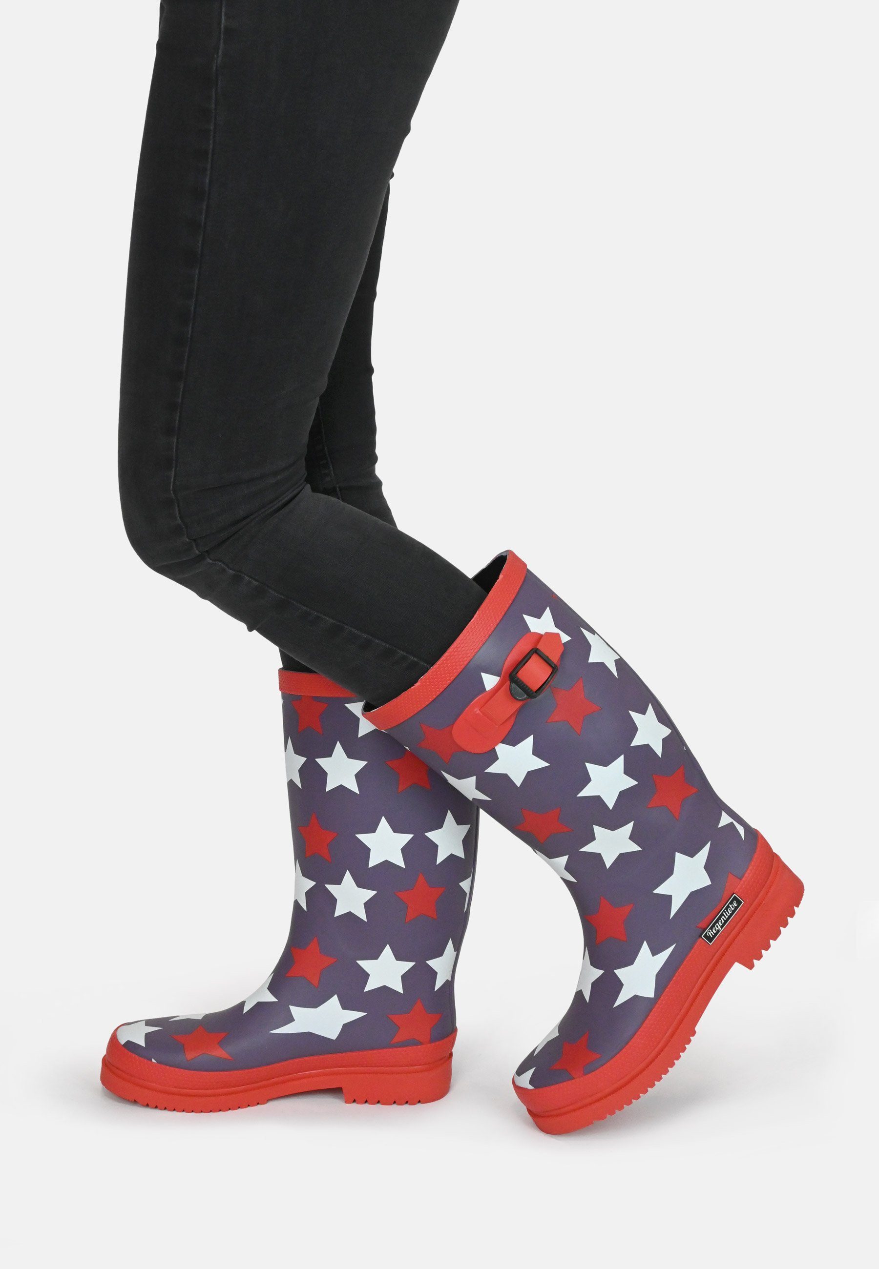 Regenliebe Stars High Gummistiefel Langschaft Stiefel mit Sternen Print