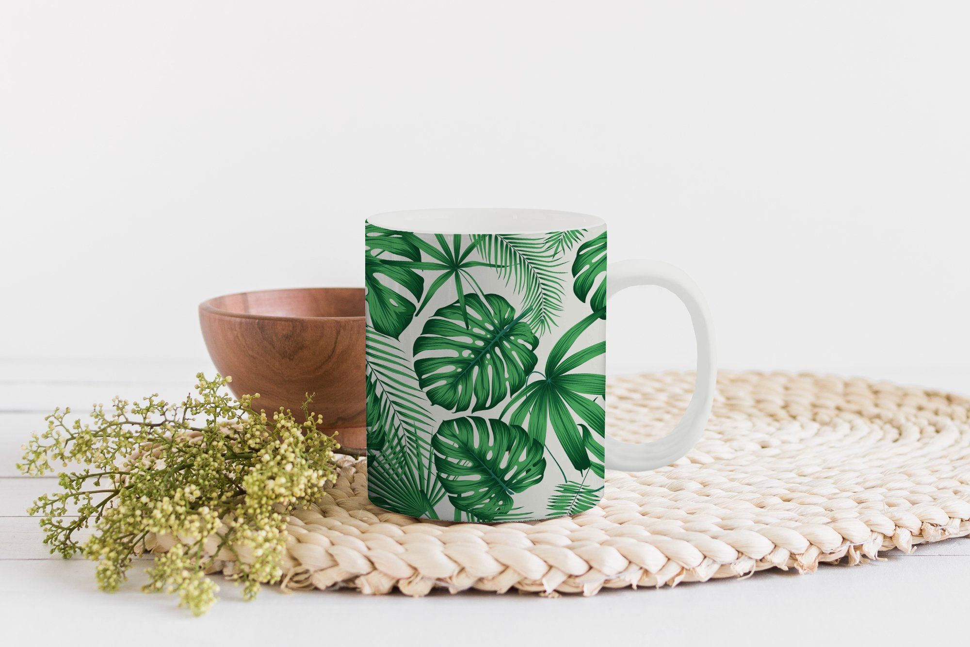 MuchoWow Tasse Becher, Dschungel Teetasse, Teetasse, Kaffeetassen, - Blätter, Keramik, - Tropisch Geschenk