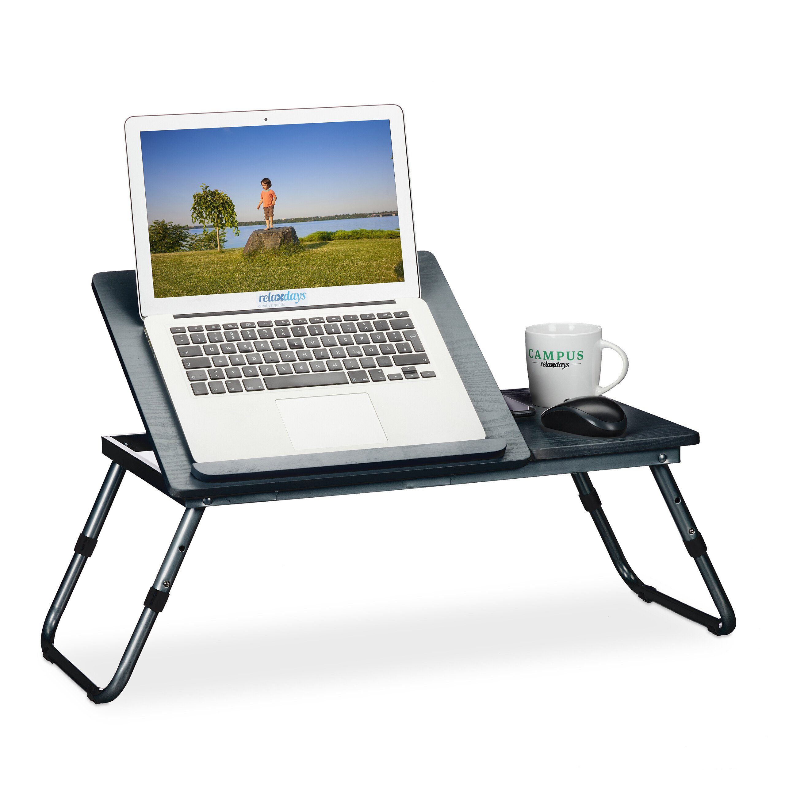 relaxdays Laptop Tablett Faserplatte Schwarz, in Laptoptisch