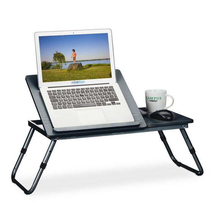 relaxdays Laptop Tablett Laptoptisch in Schwarz Faserplatte