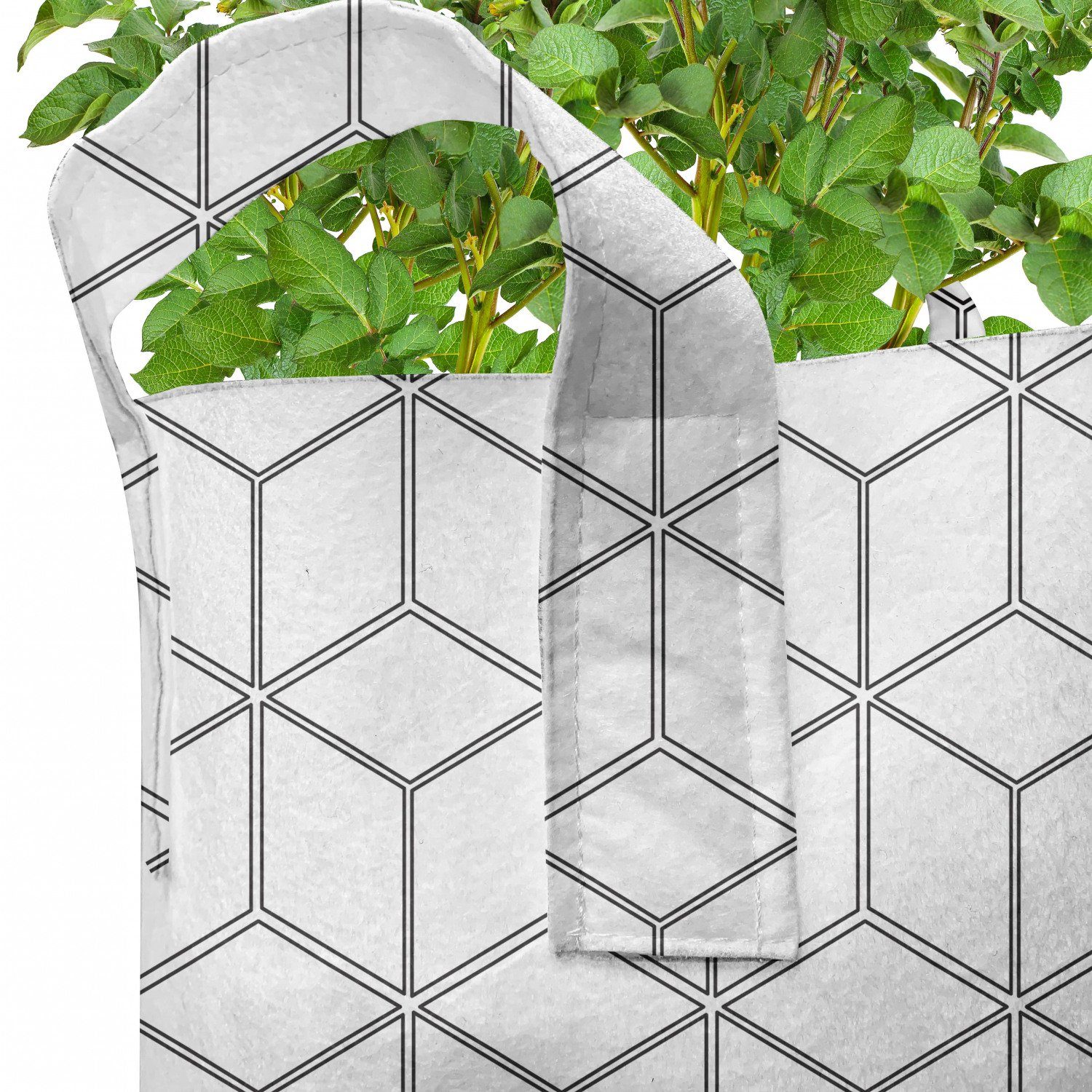quadratische Geometrische mit Abakuhaus Stofftöpfe Pflanzkübel Schwarz-Weiss hochleistungsfähig Griffen Pflanzen, Form für