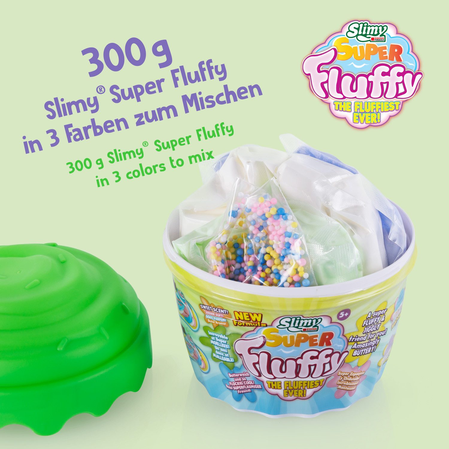 Slimy® Knete Super Fluffy 300g Spielmasse im Cupcake Becher (1-tlg), Der flaumigste Original Slimy Slime, lustig duftende Schleim-Knete!