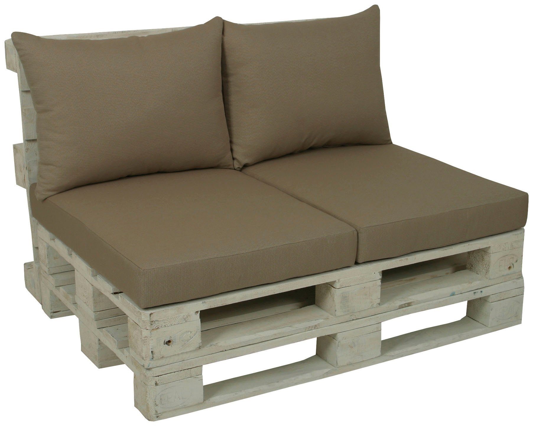 GO-DE Palettenkissen, 60x80 cm, 12 cm gepolstert, 2 Sitz- und 2 Rückenkissen für 1 Palette | Dekokissen