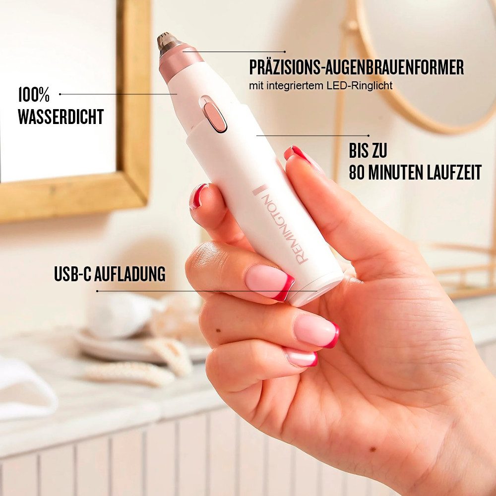Remington Beauty-Trimmer BareMe2-in-1 Gesichtshaarentferner (WFS200), verschiedene Trimmaufsätze, Präzisions-Augenbrauenformer, elektrisch – Bild 4 von 5