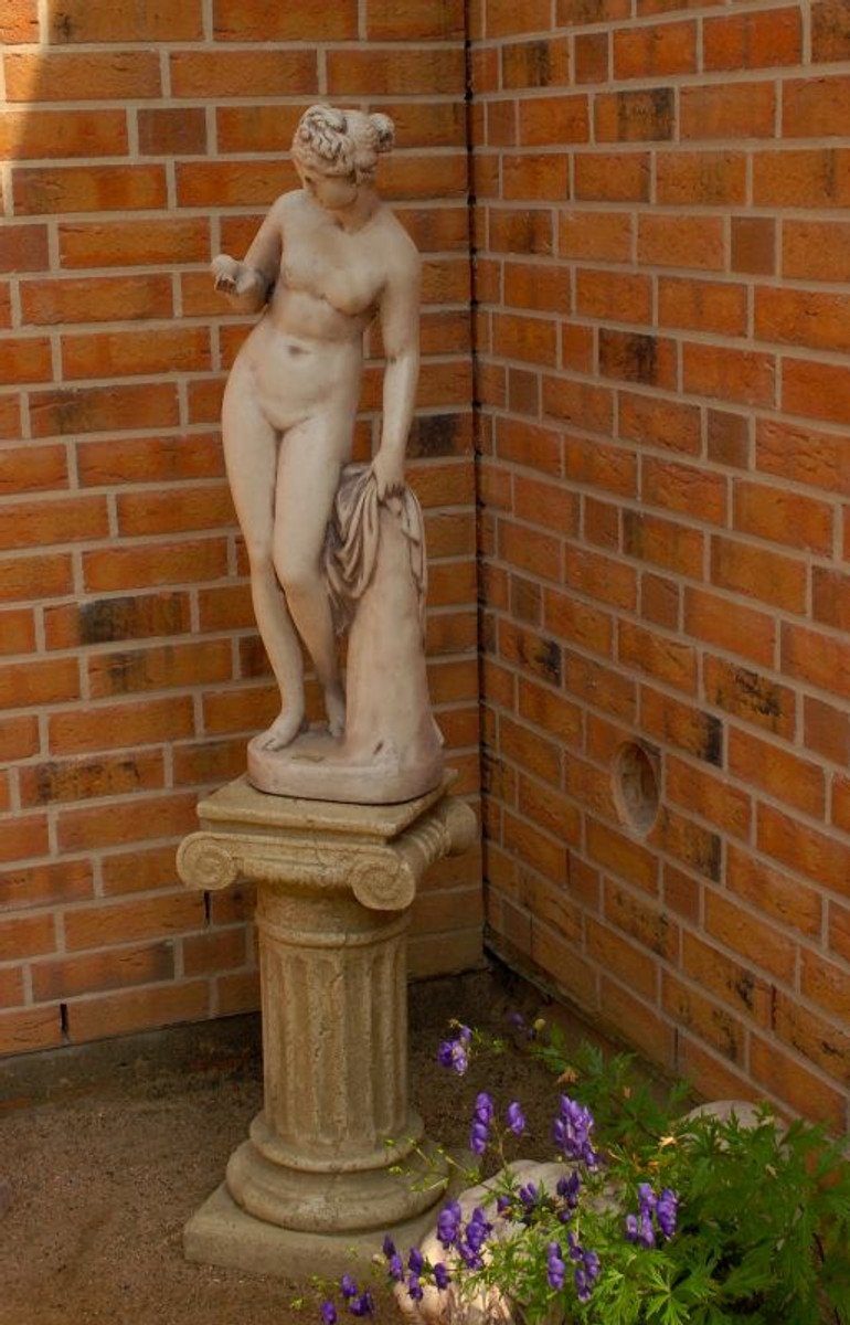 Casa Padrino Skulptur 94 Gartendeko Stil Grau Venus Barock x Jugendstil Massiv H - Antikstil 27 Antik cm Schwer - Skulptur und Apfel mit