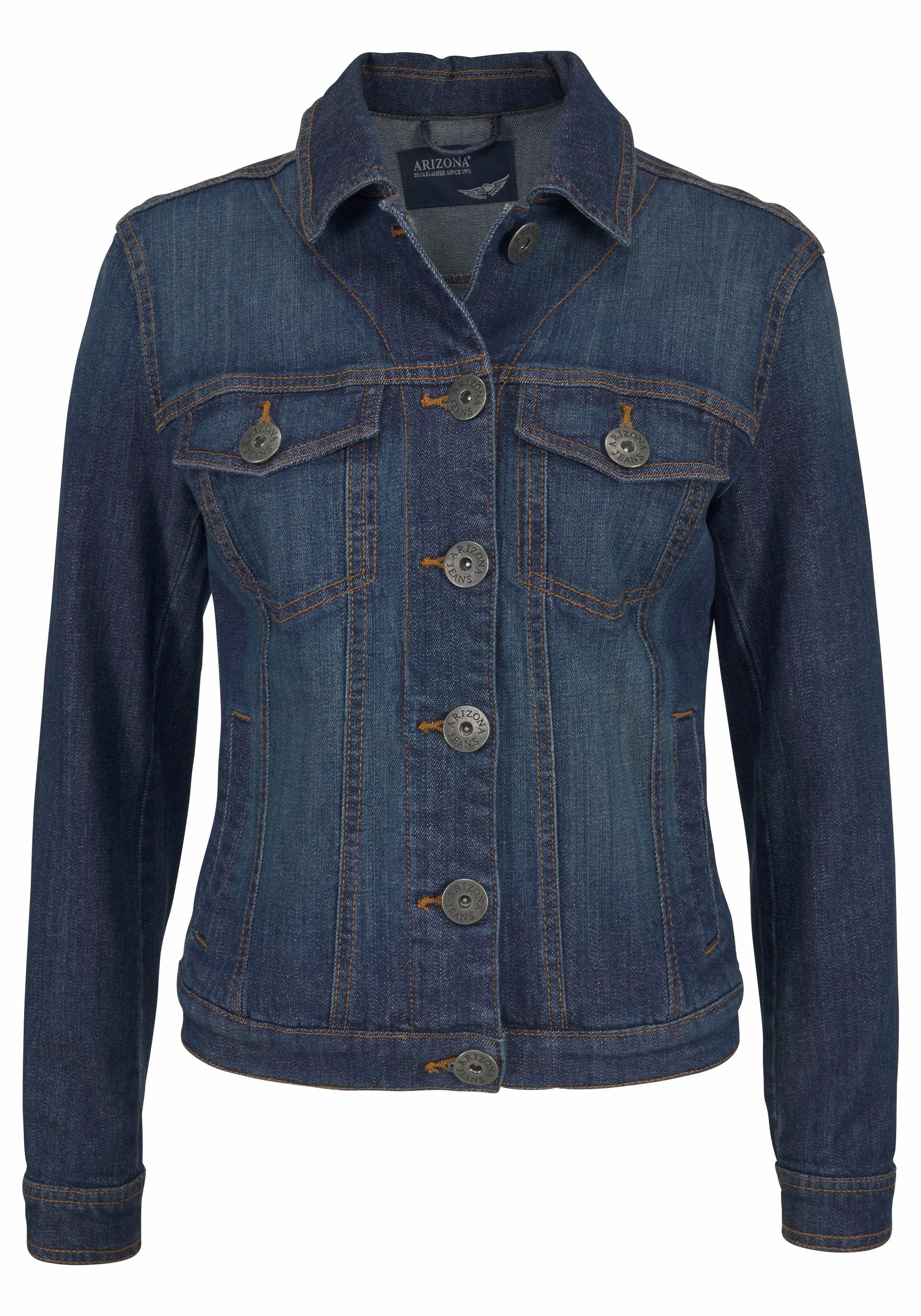 Arizona Jeansjacke aus Baumwollmischung, figurbetont, in Stretch-Qualität. Reduzierter Preis € 40,99. Unverbindliche Preisempfehlung € 49,99, (€ 40,99 pro 1 Stk)