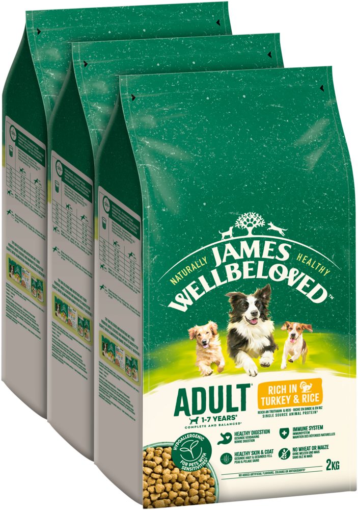 James Wellbeloved JAMES WELLBELOVED™ Hund Truthahn & Reis 3 x 2kg, Trockenfutter für: Hunde
