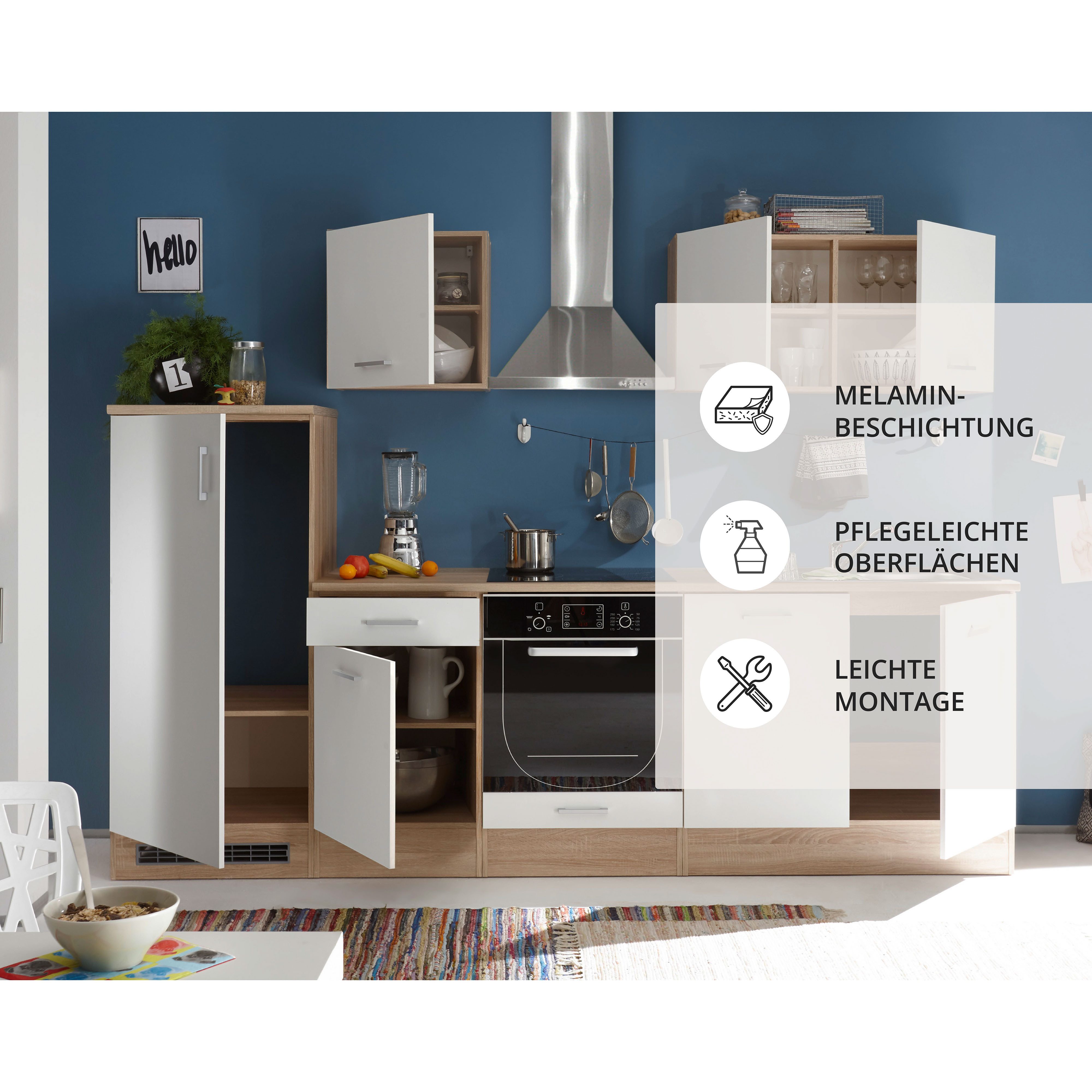 BASIC by Balculina Küchenzeile Andy, Breite 270 cm, wahlweise mit E-Geräten