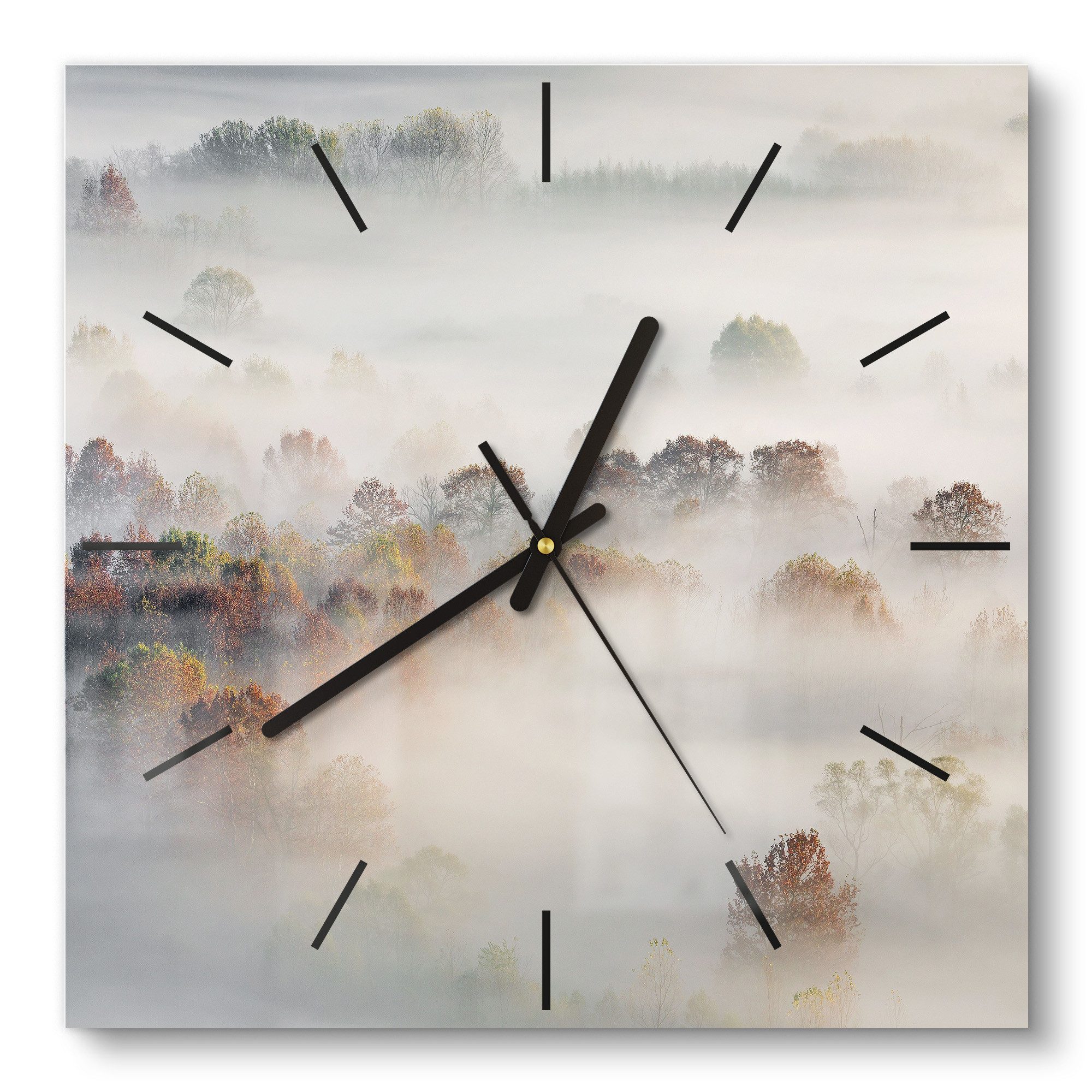DEQORI Wanduhr 'Morgendlicher Nebelwald' (Glas Glasuhr günstig online kaufen