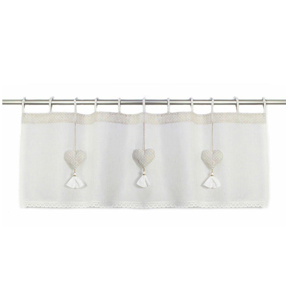 Home-trends24.de Scheibengardine Herz Gardine Fenstervorhang Landhaus Creme günstig online kaufen