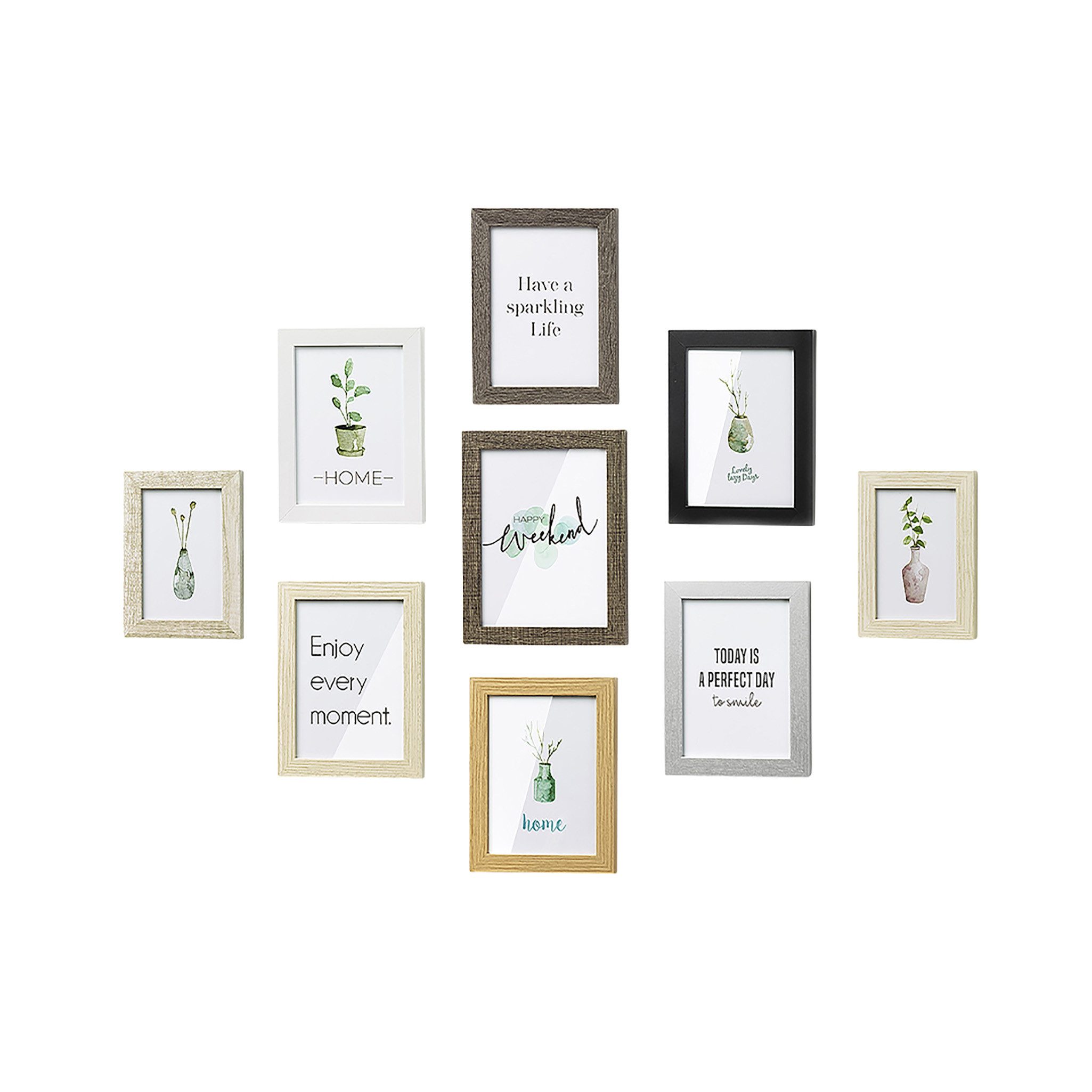 Kobolo Bilderrahmen Collage Bilderhalter Fotorahmen SHADE 9 Stück Holz - we günstig online kaufen