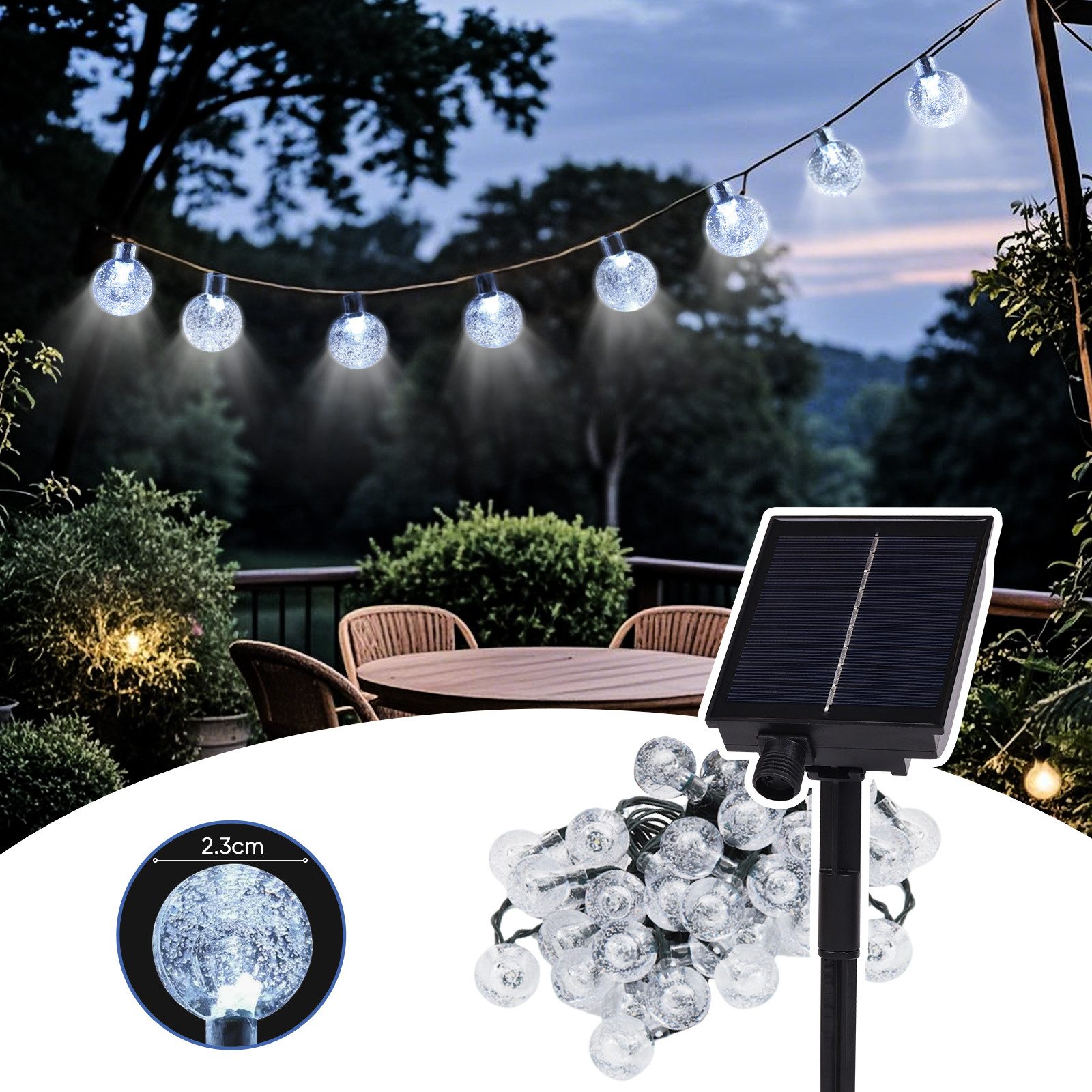 Salcar LED Solarleuchte LED Kugel-Lichterkette Außen Solar Gartenleuchte We günstig online kaufen