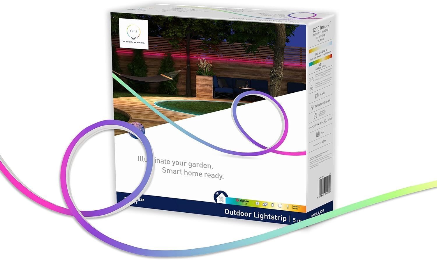 tint LED-Streifen Outdoor weißes & farbiges Licht, Dimmbar