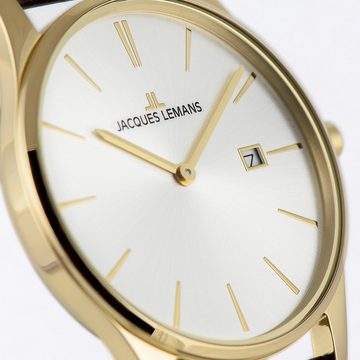 Jacques Lemans Quarzuhr London, 1-2122F, Armbanduhr, Damenuhr, Datum, gehärtetes Crystexglas