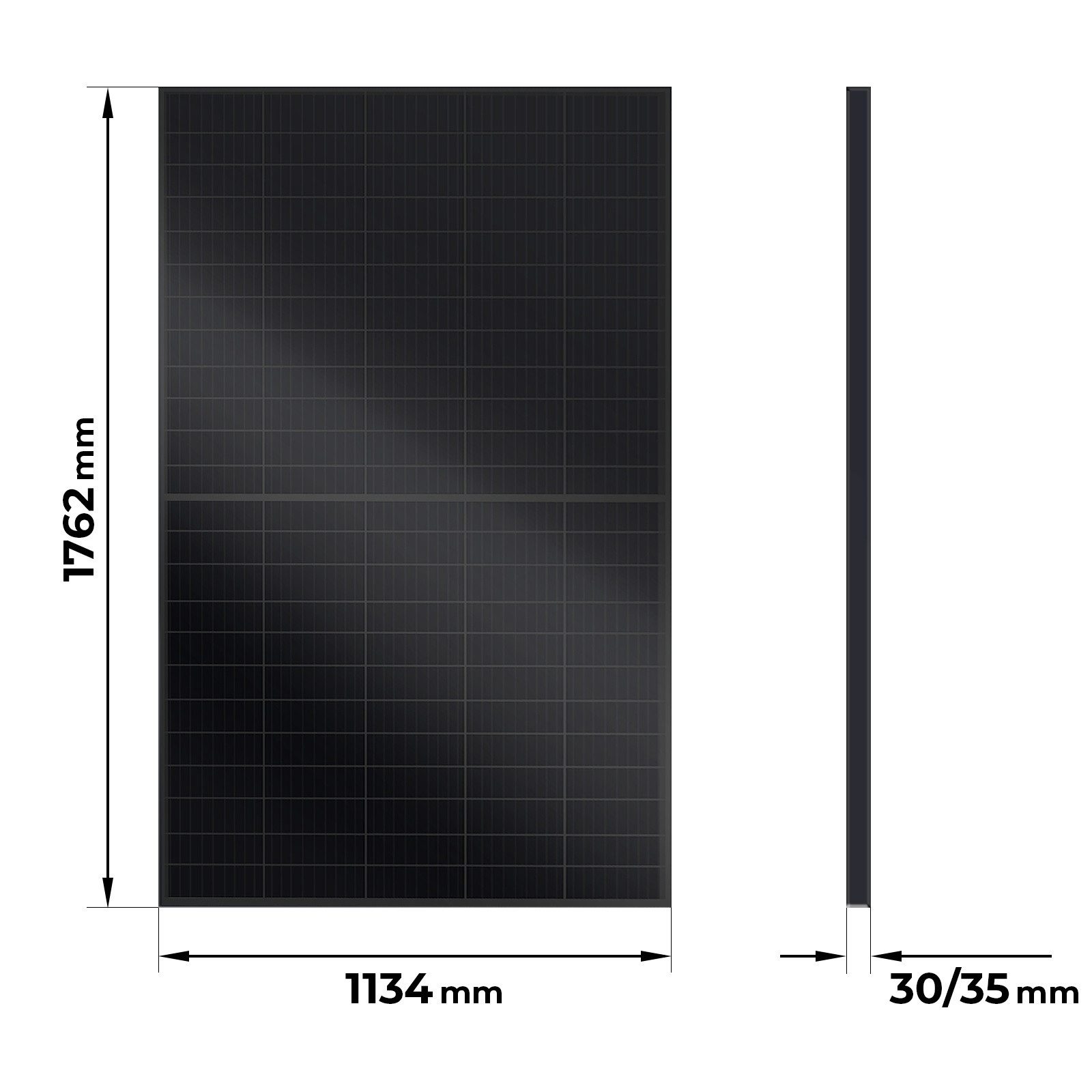 SUNNIVA Solarmodul Solarpanele - FULL BLACK Bifazial Glas/Glas 460 Watt, (PV Panel - PMax 460W Bifacial Solar modul n-type, geeignet für Balkonkraftwerk, IP68,  – Bild 5 von 5