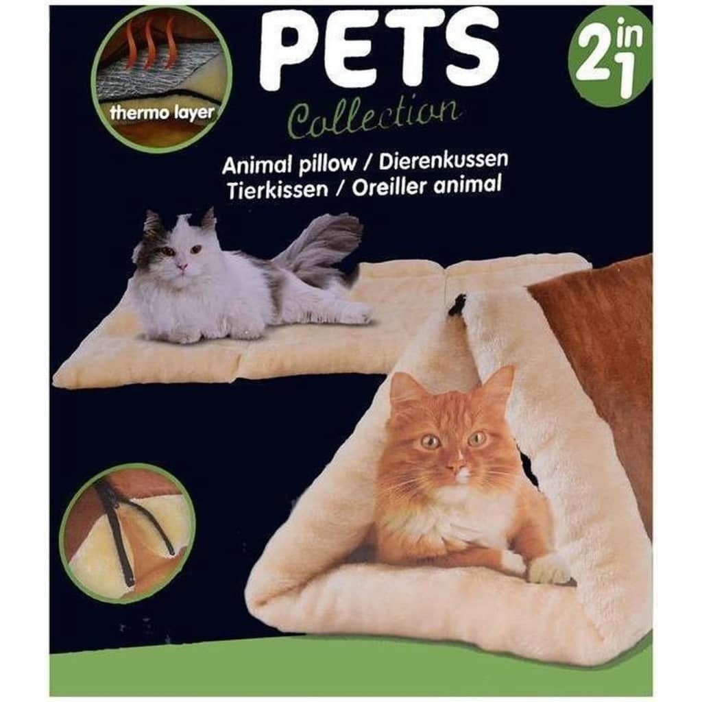 PETS Collection Tier-Beschäftigungsspielzeug 2-in-1 Katzenkissen und Tunnel 90 x 60 cm, Vlies