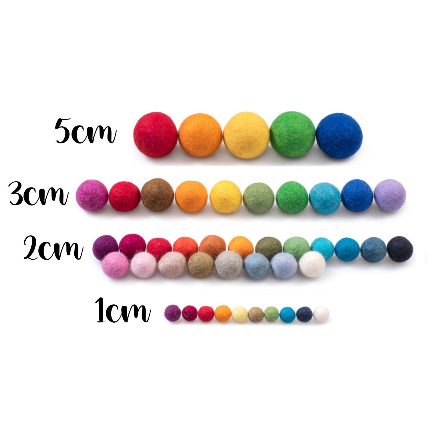 Thumbnail - naturling Bastelperlen bunte Filzkugeln Pompons in verschiedenen Farben & Größen, 45 Kugeln verschiedener Größen