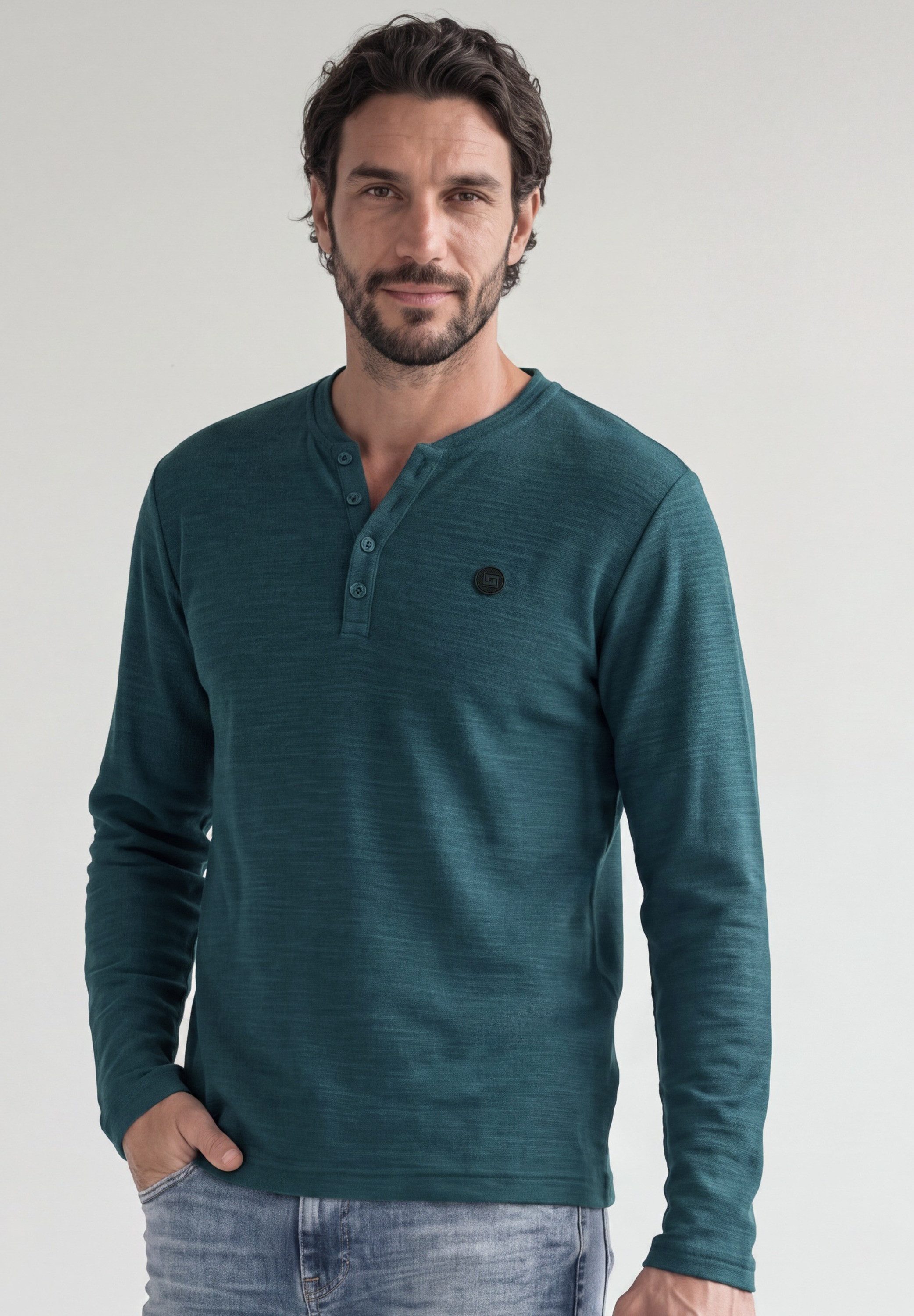 STREET ONE MEN Langarmshirt in Unifarbe