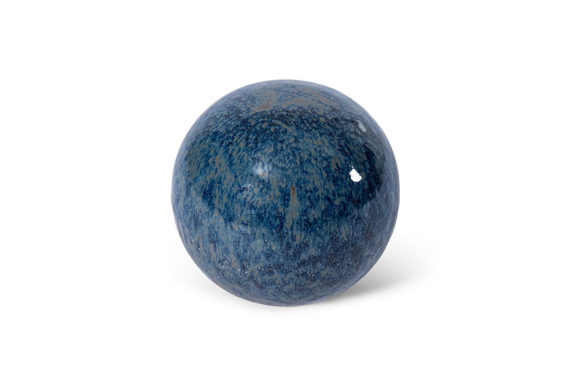 Teramico Dekokugel Gartenkugel Rosenkugel Keramik 28cm Rusty Blau glasiert, 100% Frostfest