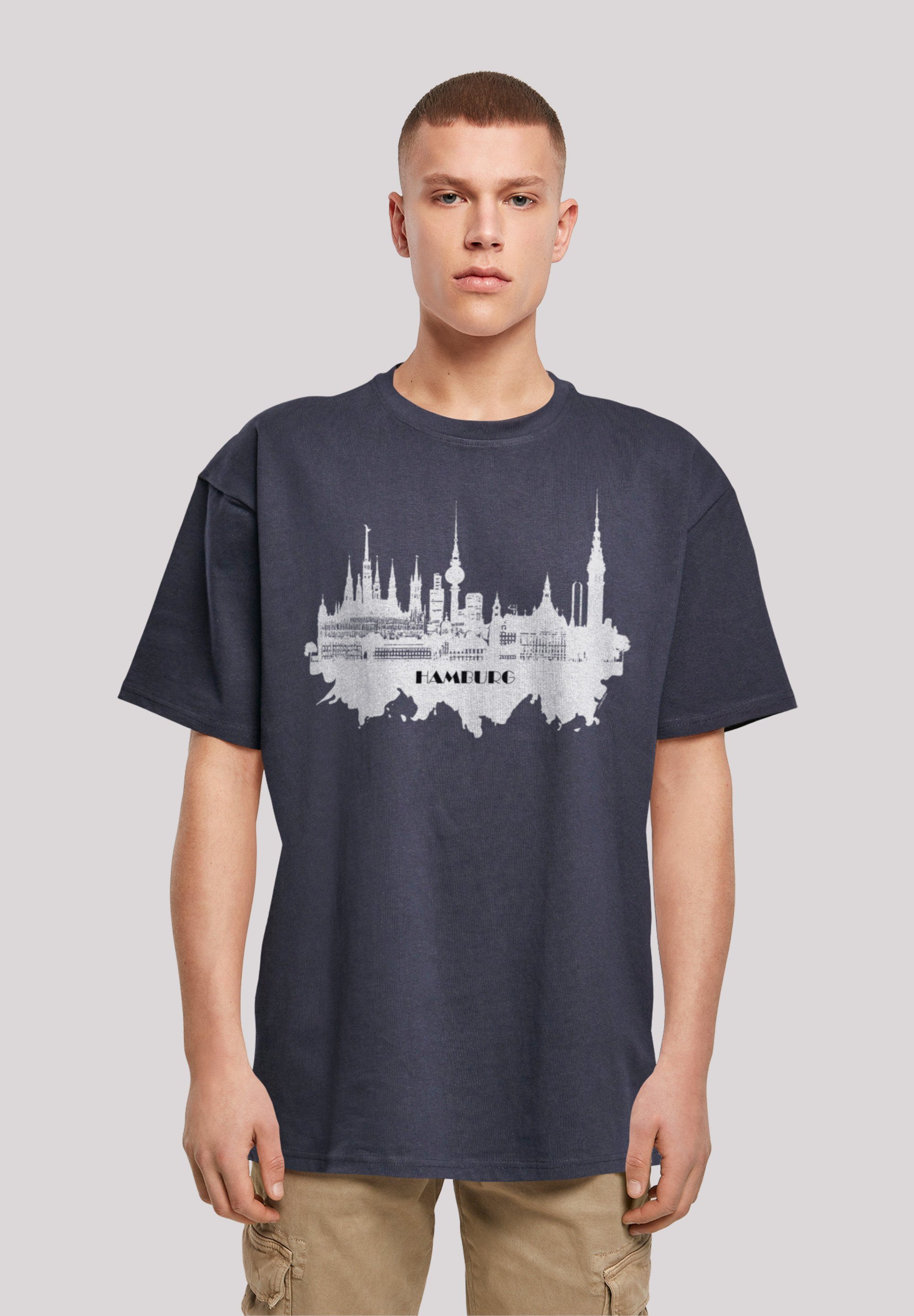F4NT4STIC T-Shirt Cities Collection - Hamburg skyline Print navy