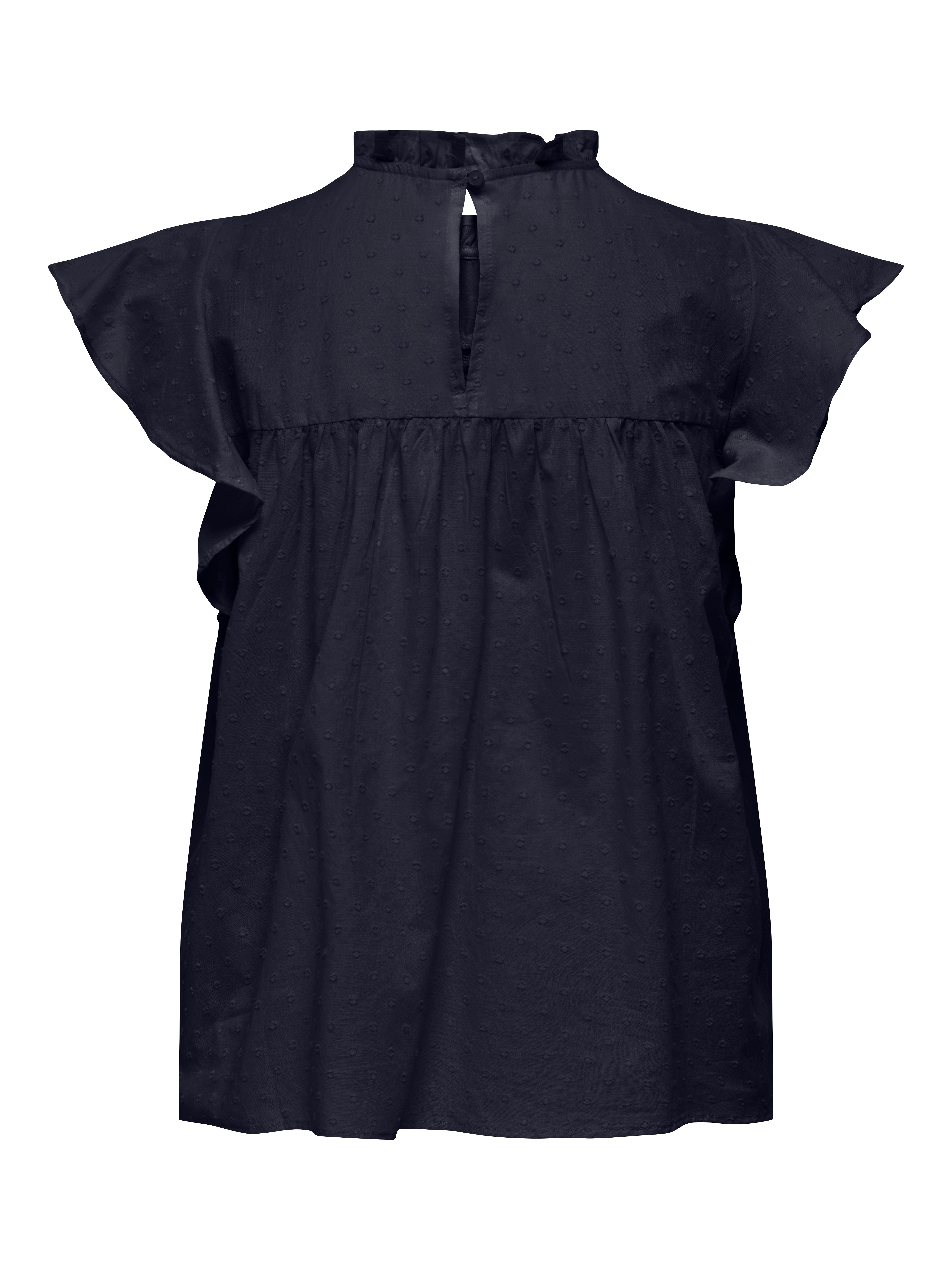 ONLY Rüschentop ONLKATTI S/S DOBBY TOP WVN NOOS Baumwolle, regular fit