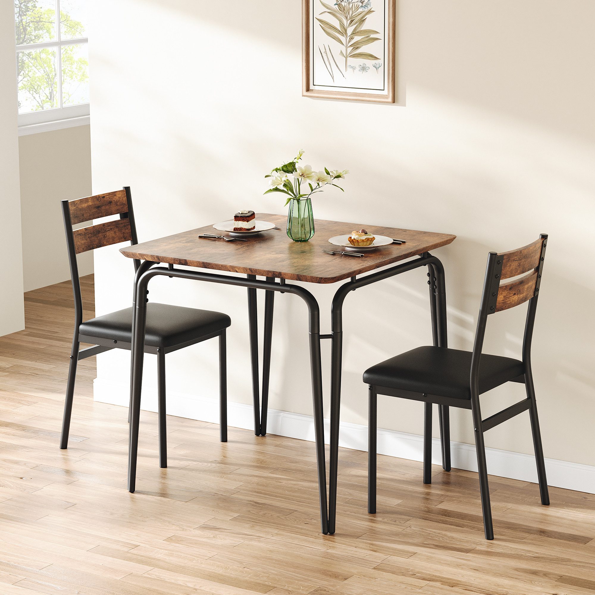 GarveeMore Essgruppe Ktichen Tisch mit 2 Stühlen für Küche & Esszimmer, Kom günstig online kaufen